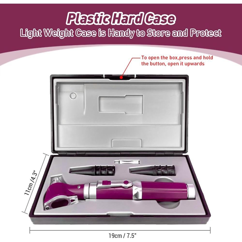 Otoscopio HONSUN HS-OT10G con luz LED y lente 3X - Púrpura