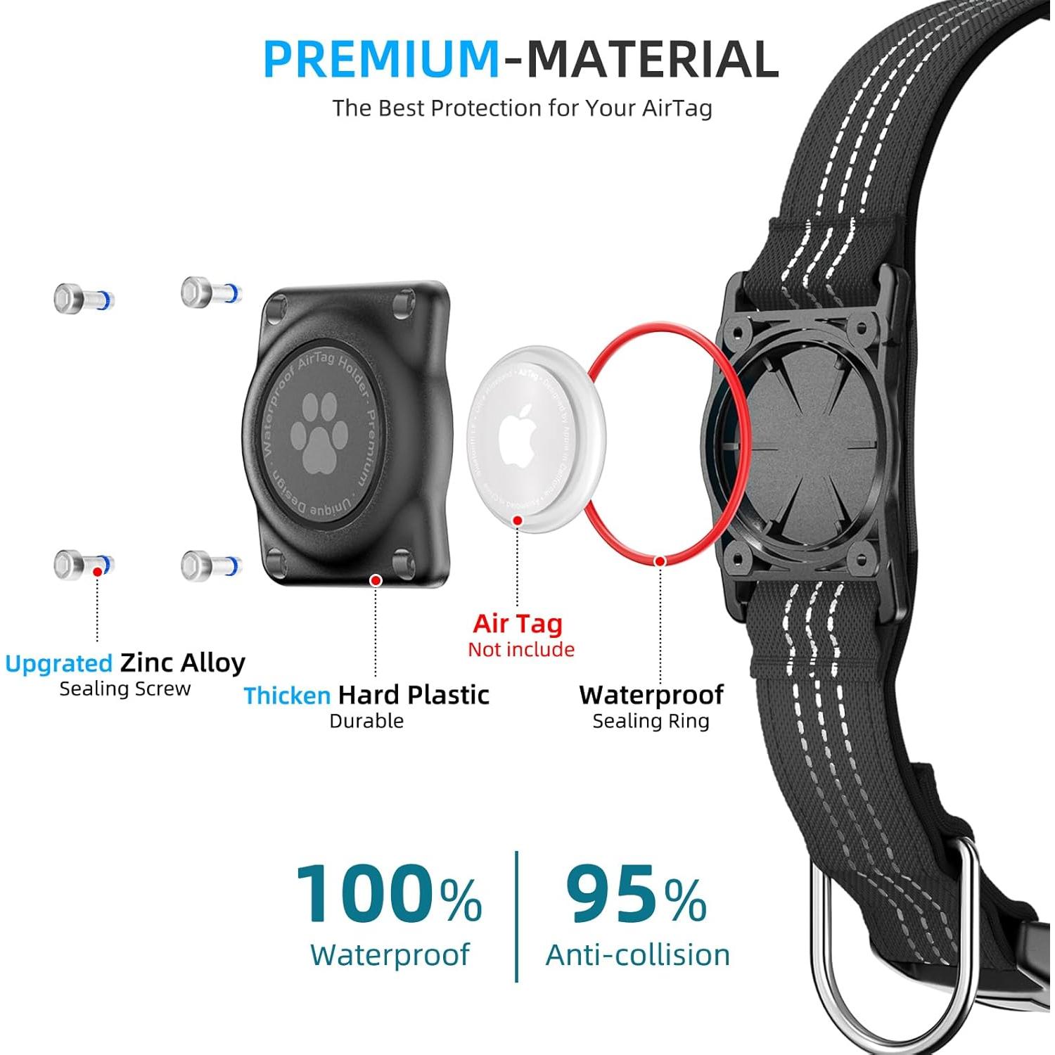 Collar para Perro Furrigo con AirTag Integrado Negro XS