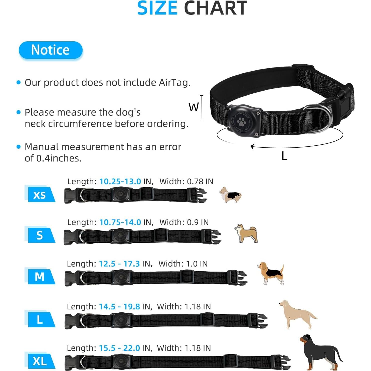 Collar para Perro Furrigo con AirTag Integrado Negro XS