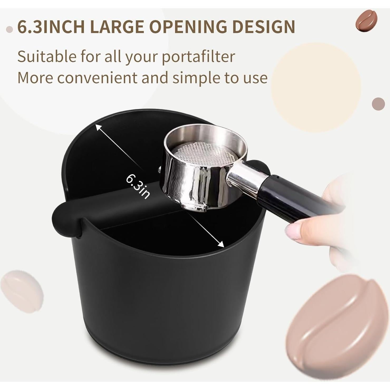 6.3Inch Knock Box Large Espresso Knock Box Shock-Absorbent Knock Box Espresso with Removable Knock Bar and Non-Slip Base Espresso Machine Accessories for Home/Office