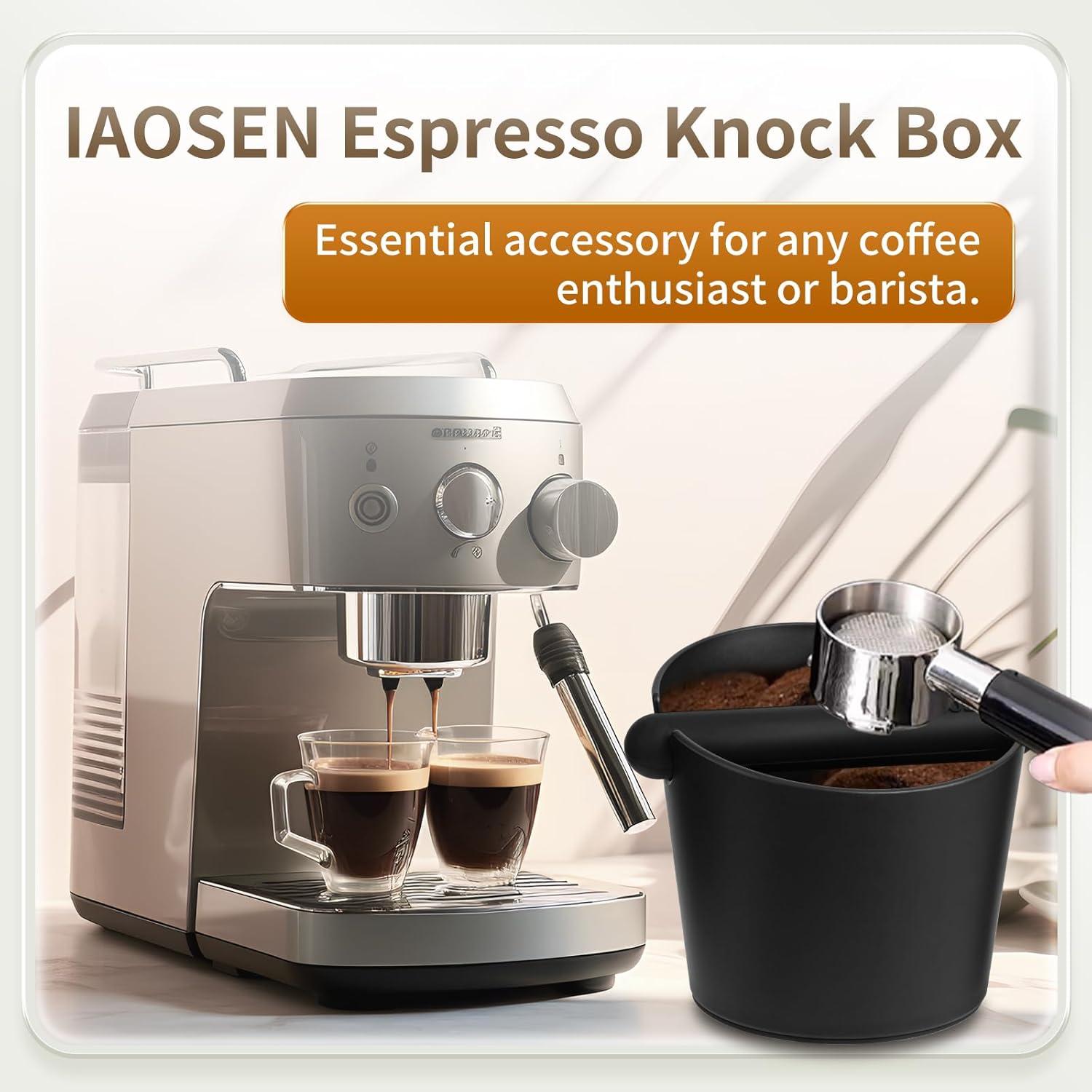 6.3Inch Knock Box Large Espresso Knock Box Shock-Absorbent Knock Box Espresso with Removable Knock Bar and Non-Slip Base Espresso Machine Accessories for Home/Office
