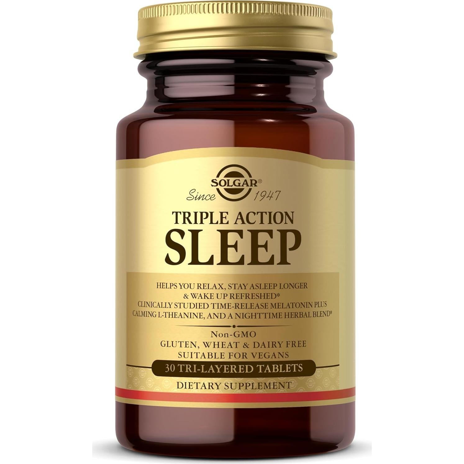 Solgar Sueño Triple Acción 30 Tabletas Melatonina y L-Teanina