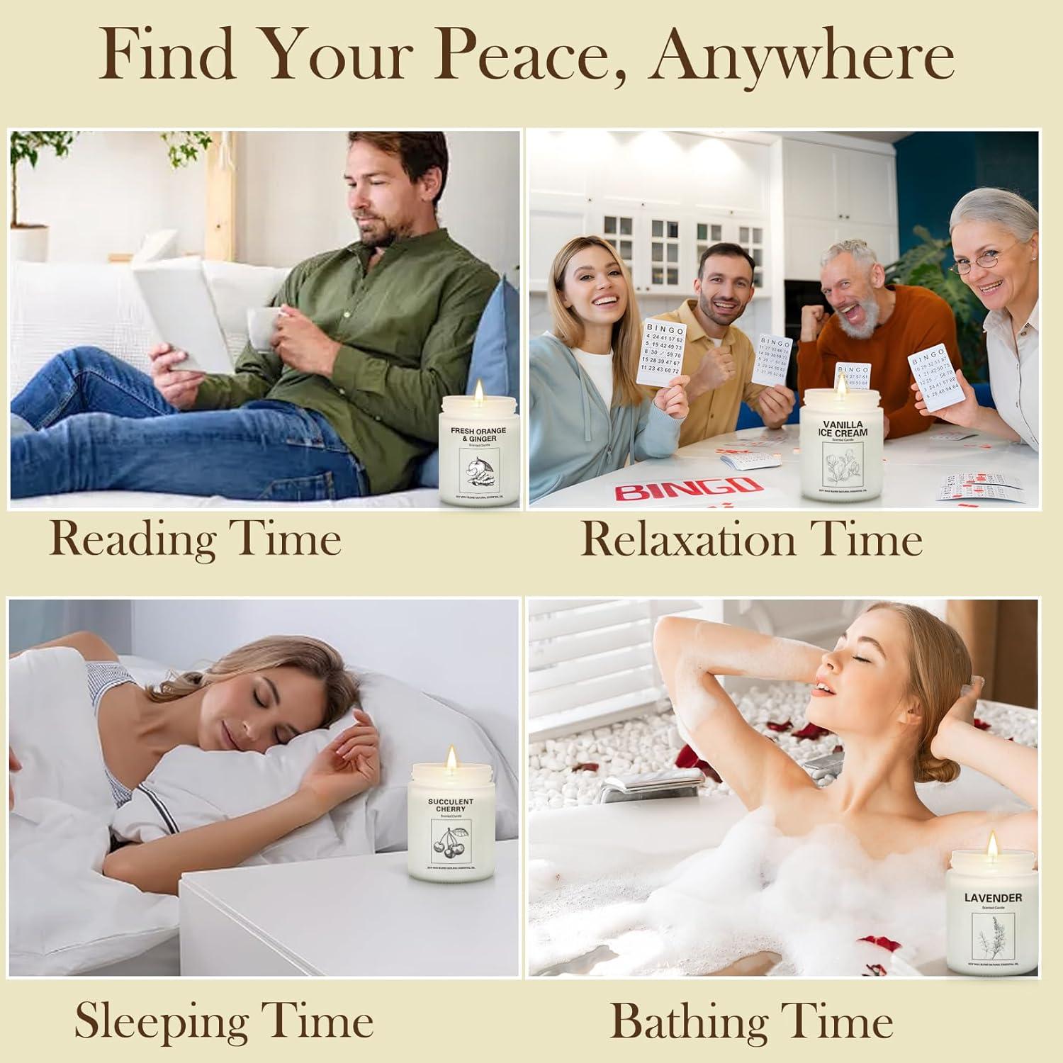 Juego de Velas Aromáticas de Cera de Soja 4 Pack Lavanda Naranja Jengibre