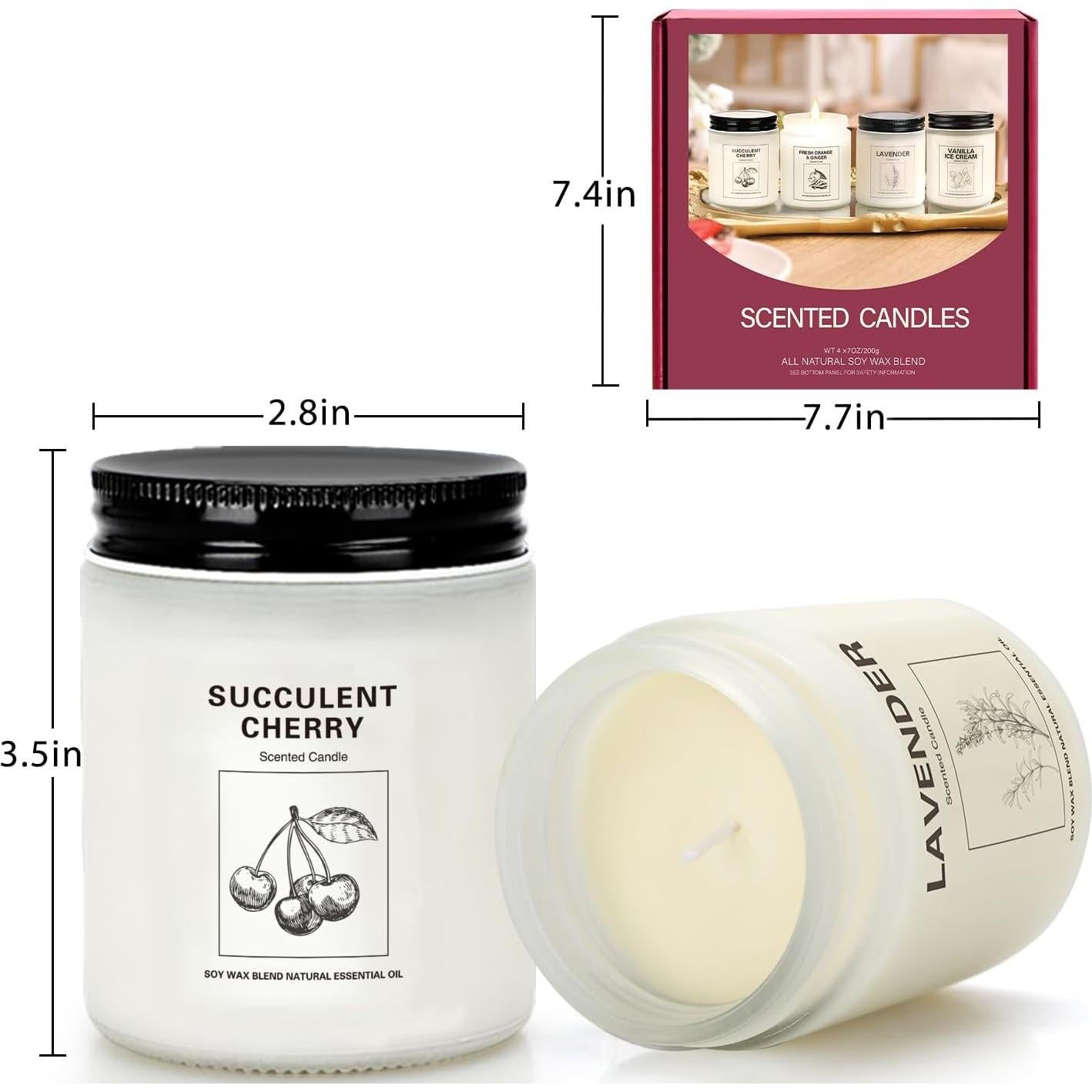 Juego de Velas Aromáticas de Cera de Soja 4 Pack Lavanda Naranja Jengibre