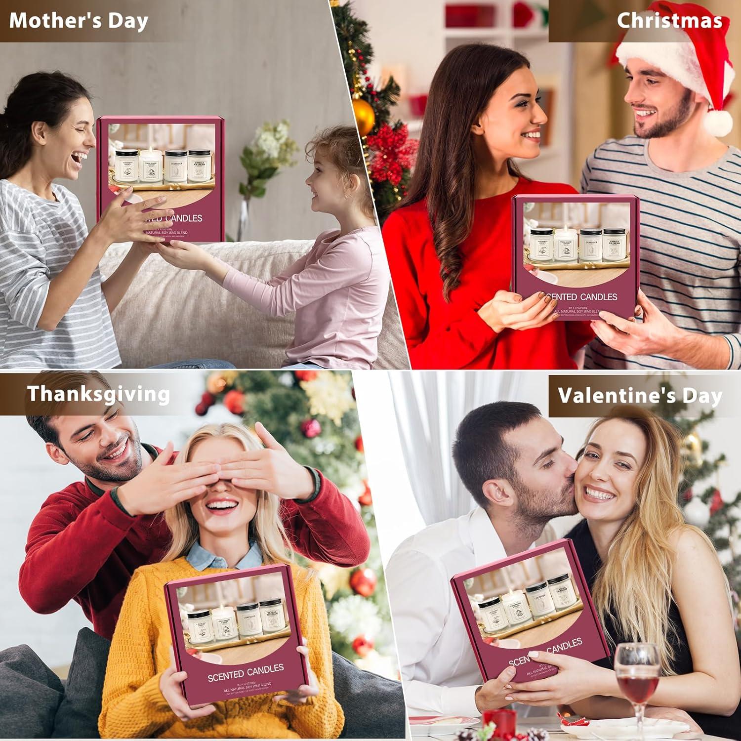 Juego de Velas Aromáticas de Cera de Soja 4 Pack Lavanda Naranja Jengibre