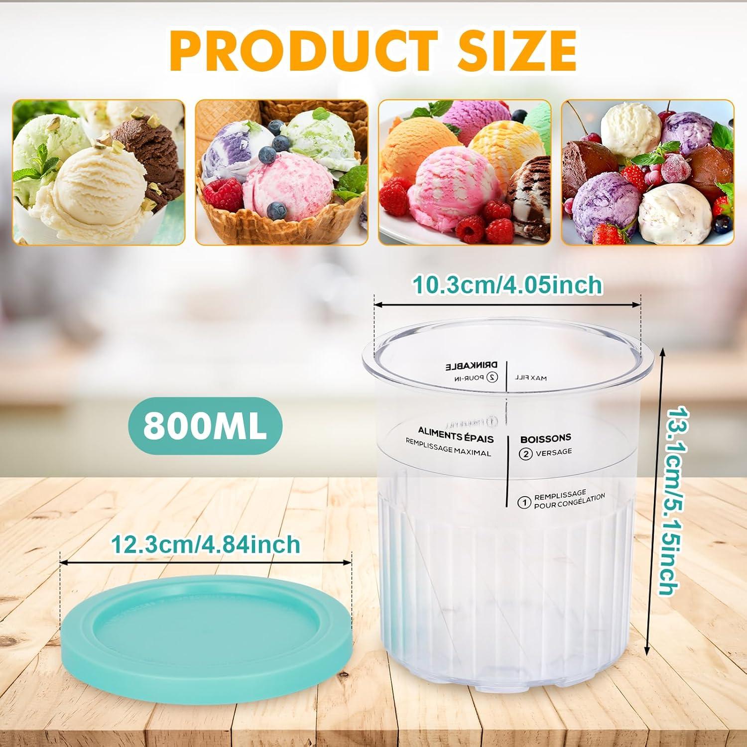 Creami Pint Containers Replacement for Ninja Creami Pints and Lids - 4 Pack 24oz Creamy Icecream Cups Compatible with Ninja NC500 & NC501 Series Deluxe 11-in-1 Ice Cream Maker, Dishwasher Safe