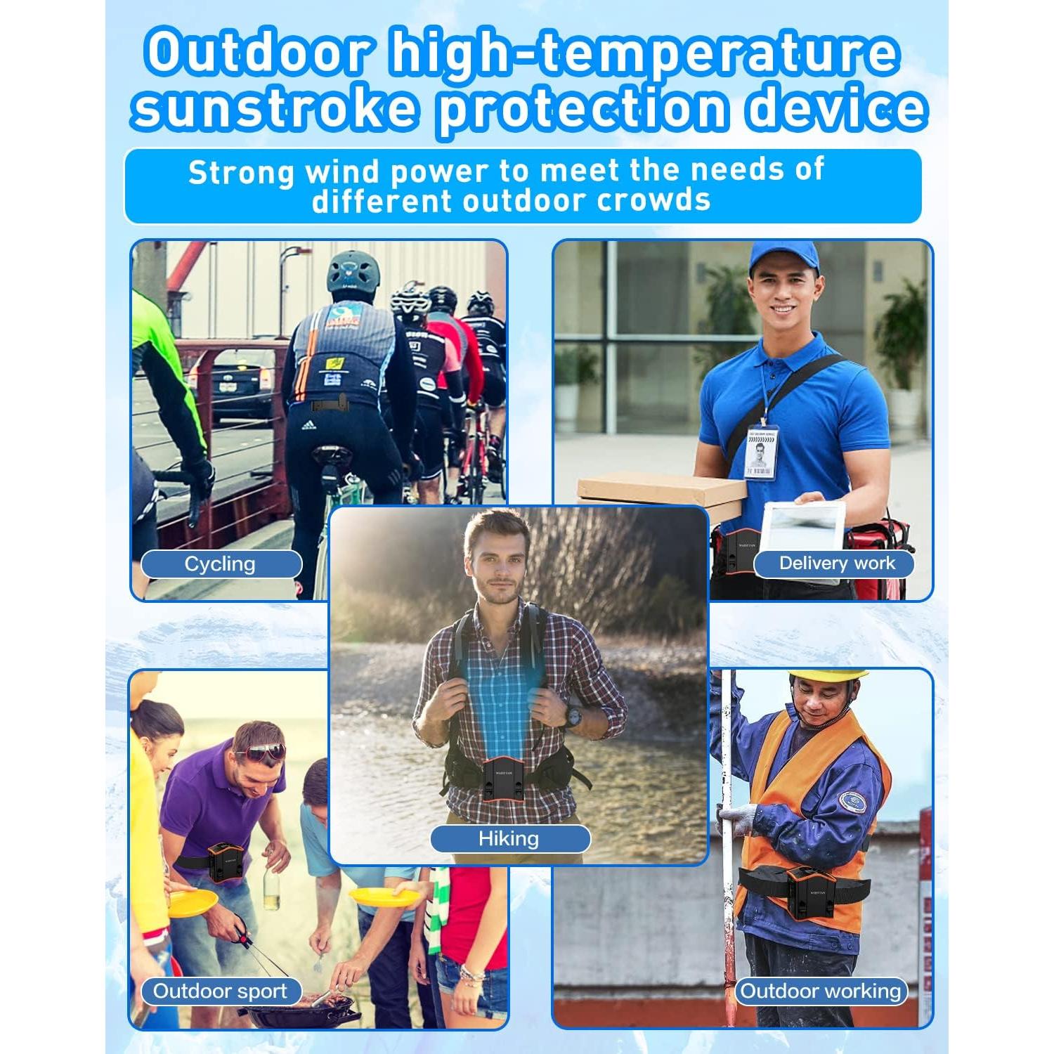 Ventilador Portátil de Cintura CINLOG FL-212 12000mAh 3 Velocidades