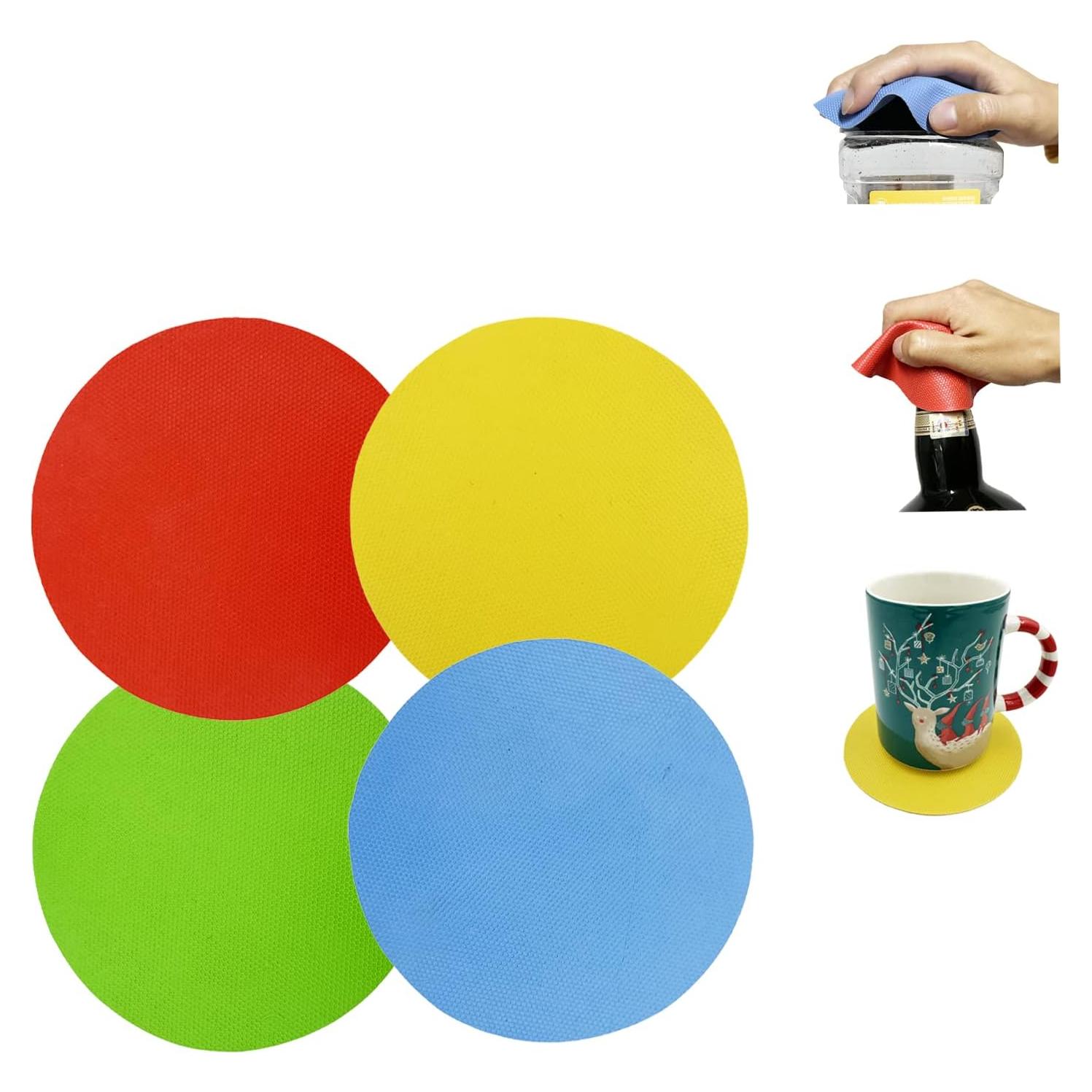 Jar Opener Kit, 5 in 1 Multi Function Can Opener, 4 in 1 Bottle Opener with Non Slip Rubber Jar Gripper Pad for Arthritis Weak Hands