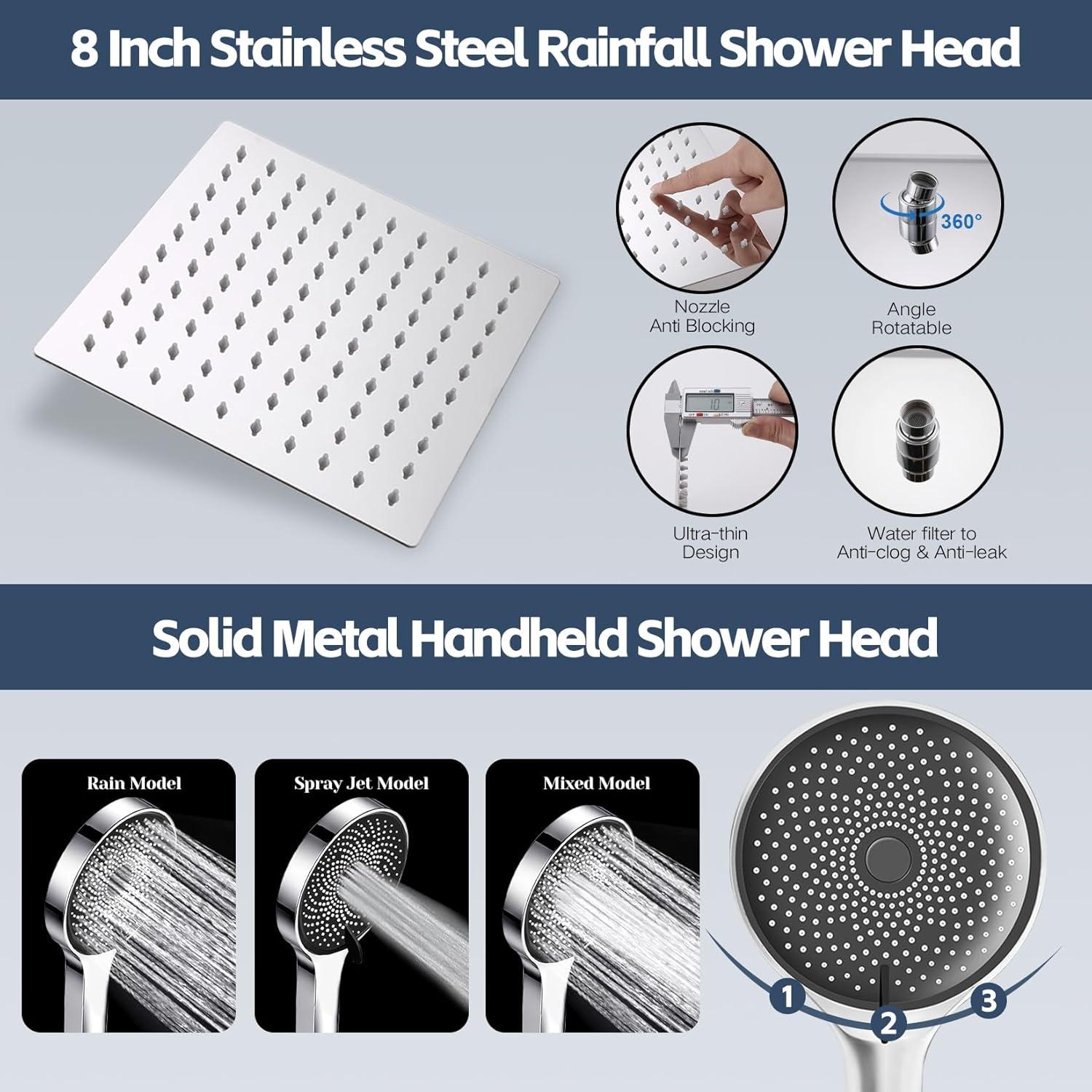 Cabezal de Ducha de Lluvia HOHOMETIC 20cm Cromo Ajustable