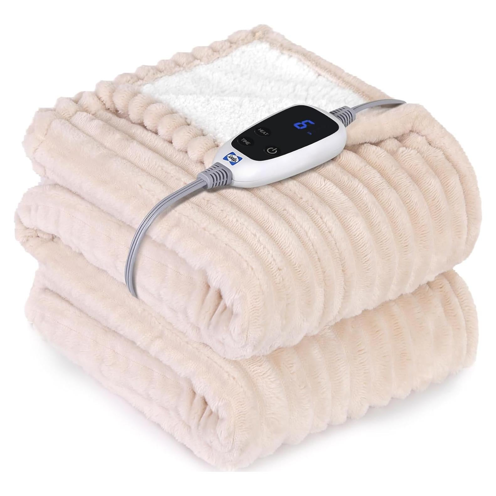 Manta Eléctrica Sealy Beige 50x60" Franela Sherpa 6 Calor