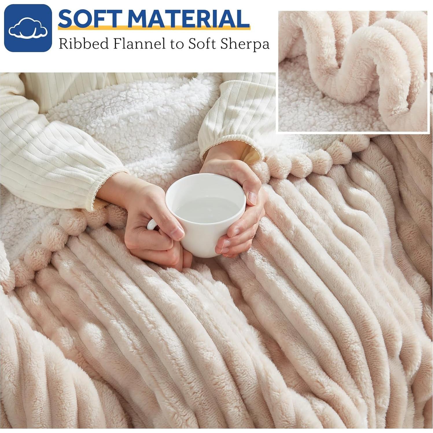 Manta Eléctrica Sealy Beige 50x60" Franela Sherpa 6 Calor