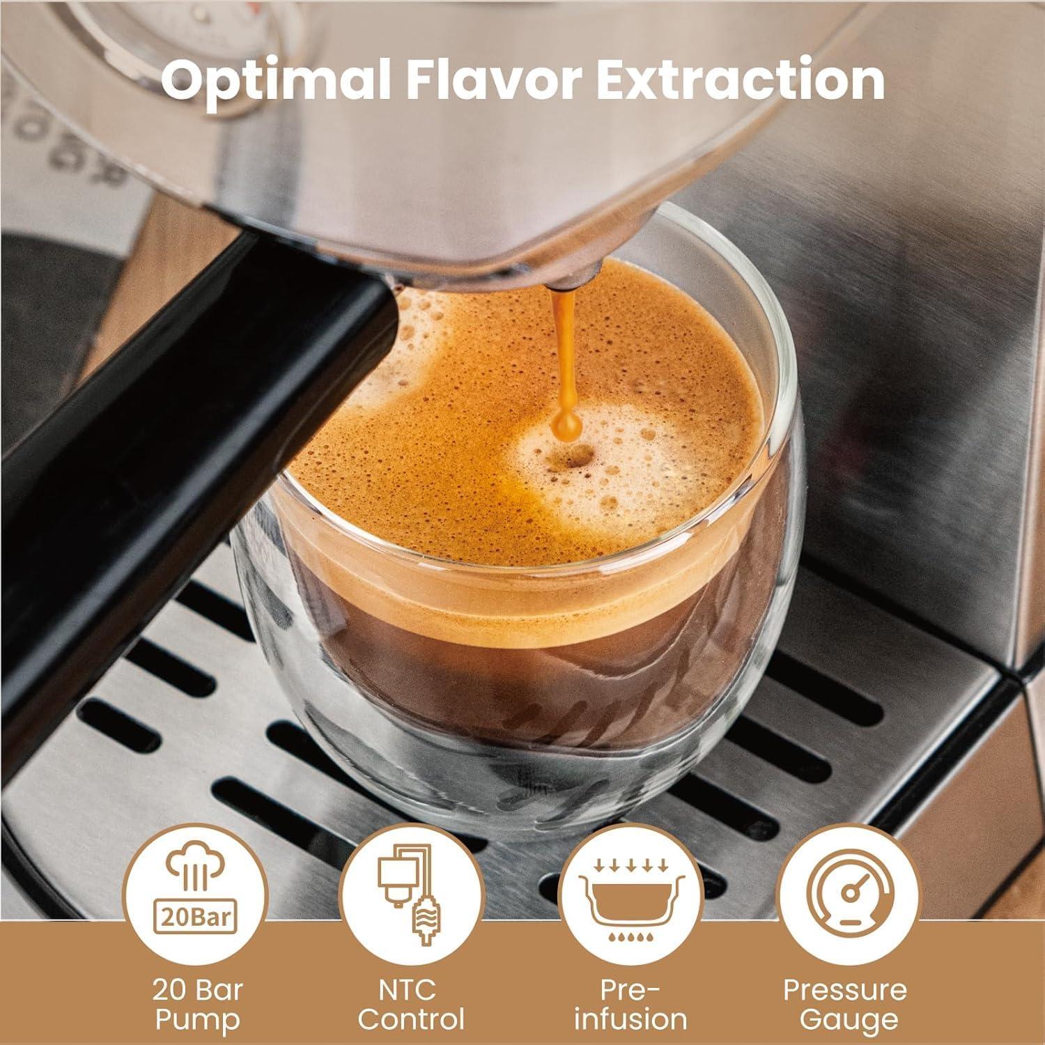 Máquina de Espresso Gevi 20 Bar con Espumador Automático