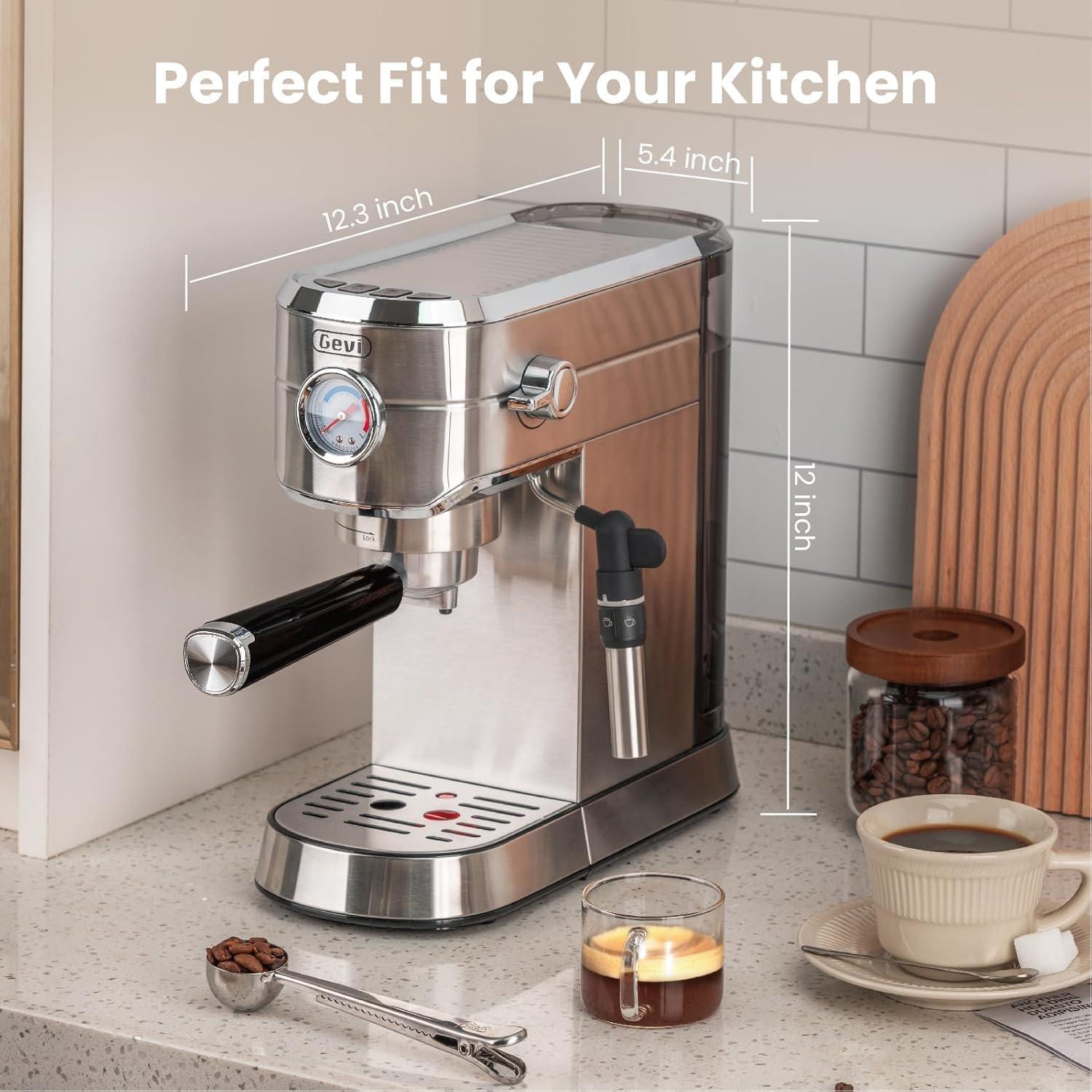 Máquina de Espresso Gevi 20 Bar con Espumador Automático