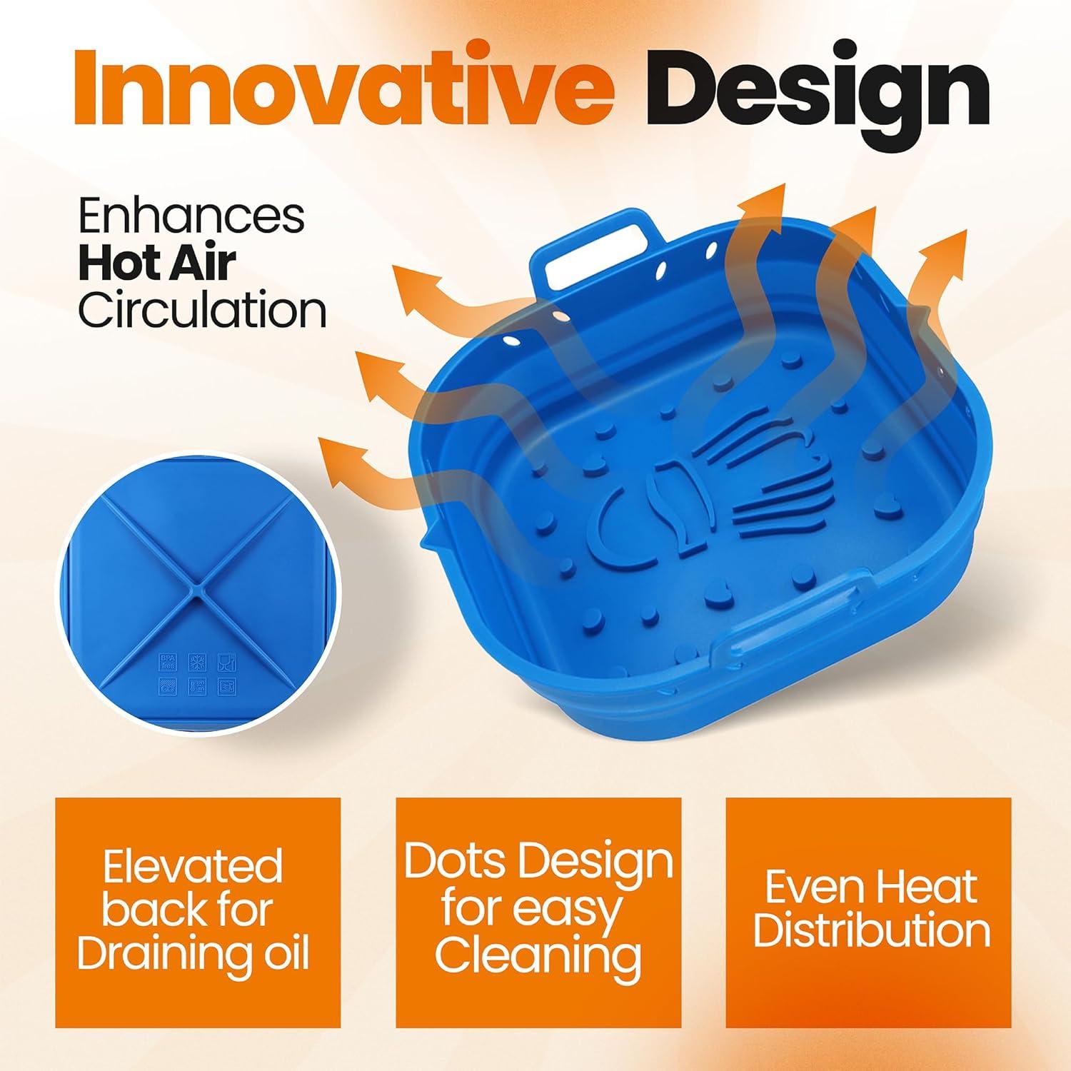 Forro de Silicona Platino Azul para Freidora de Aire 9"