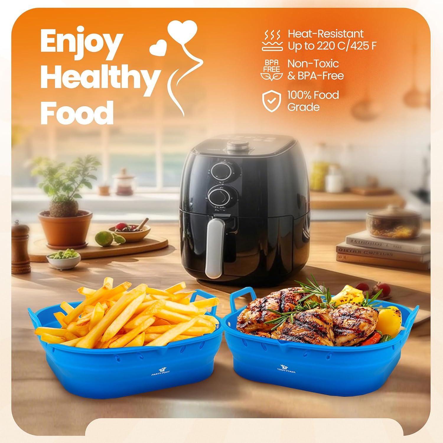 Forro de Silicona Platino Azul para Freidora de Aire 9"