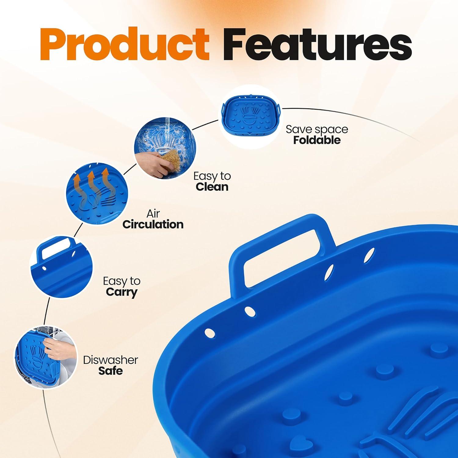 Forro de Silicona Platino Azul para Freidora de Aire 9"