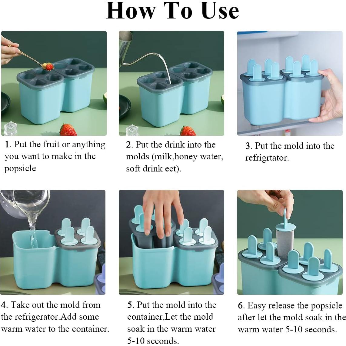 Moldes de Paletas HOMQUEN 8 Piezas Reutilizables Azul