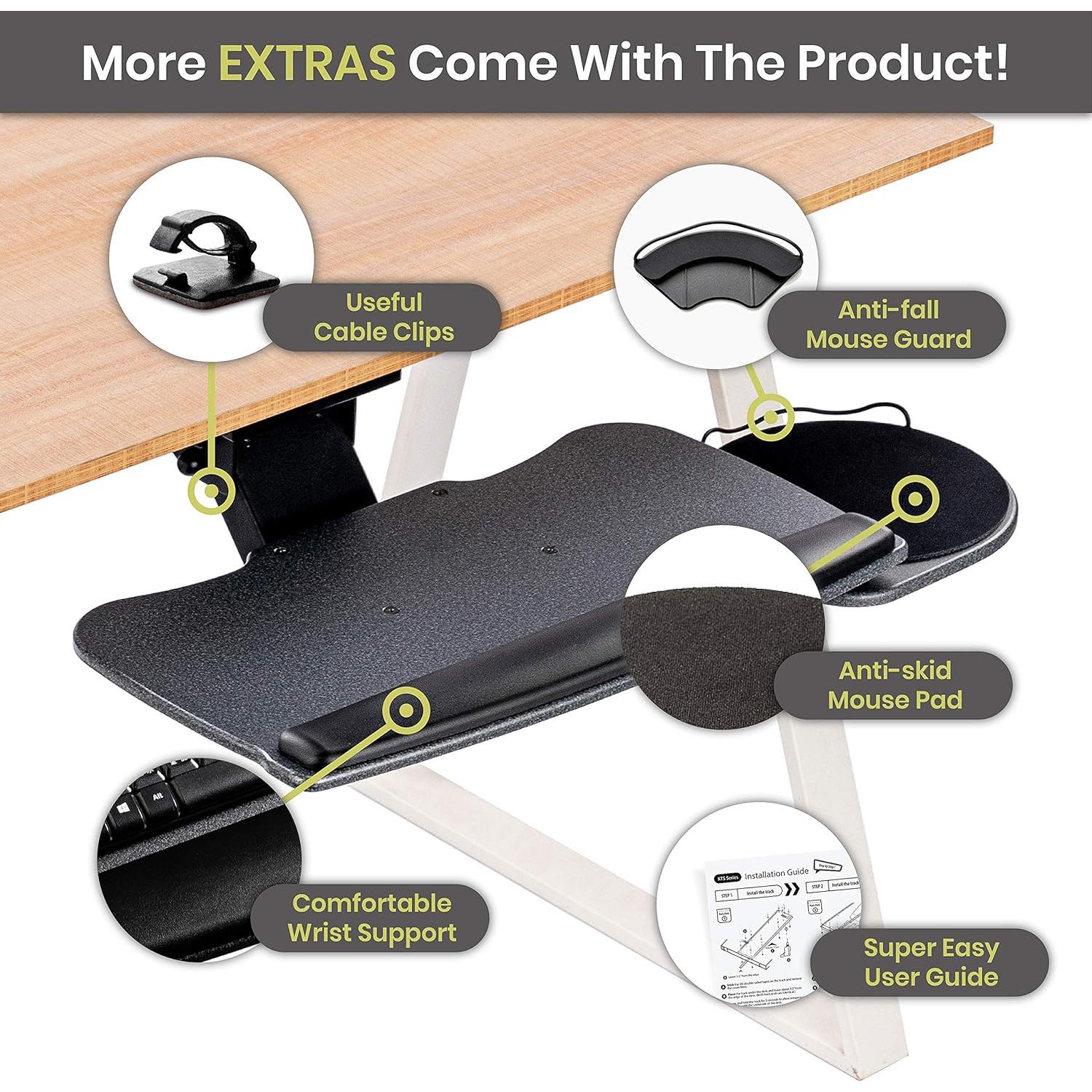 Bandeja para Teclado Ajustable FERSGO 45 cm con Reposamuñecas