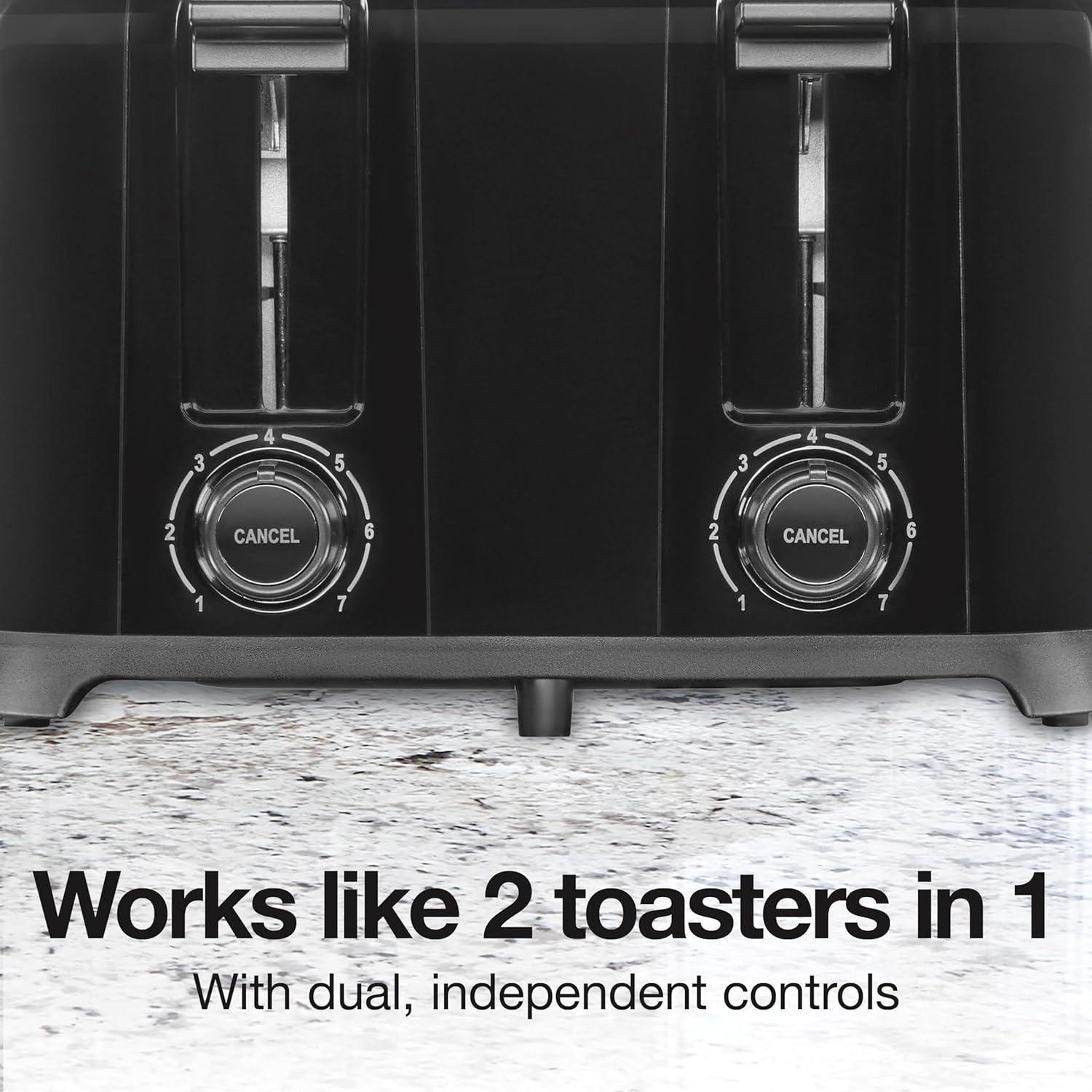 Tostadora Proctor Silex 4 Rebanadas Negra con Ranuras Anchas