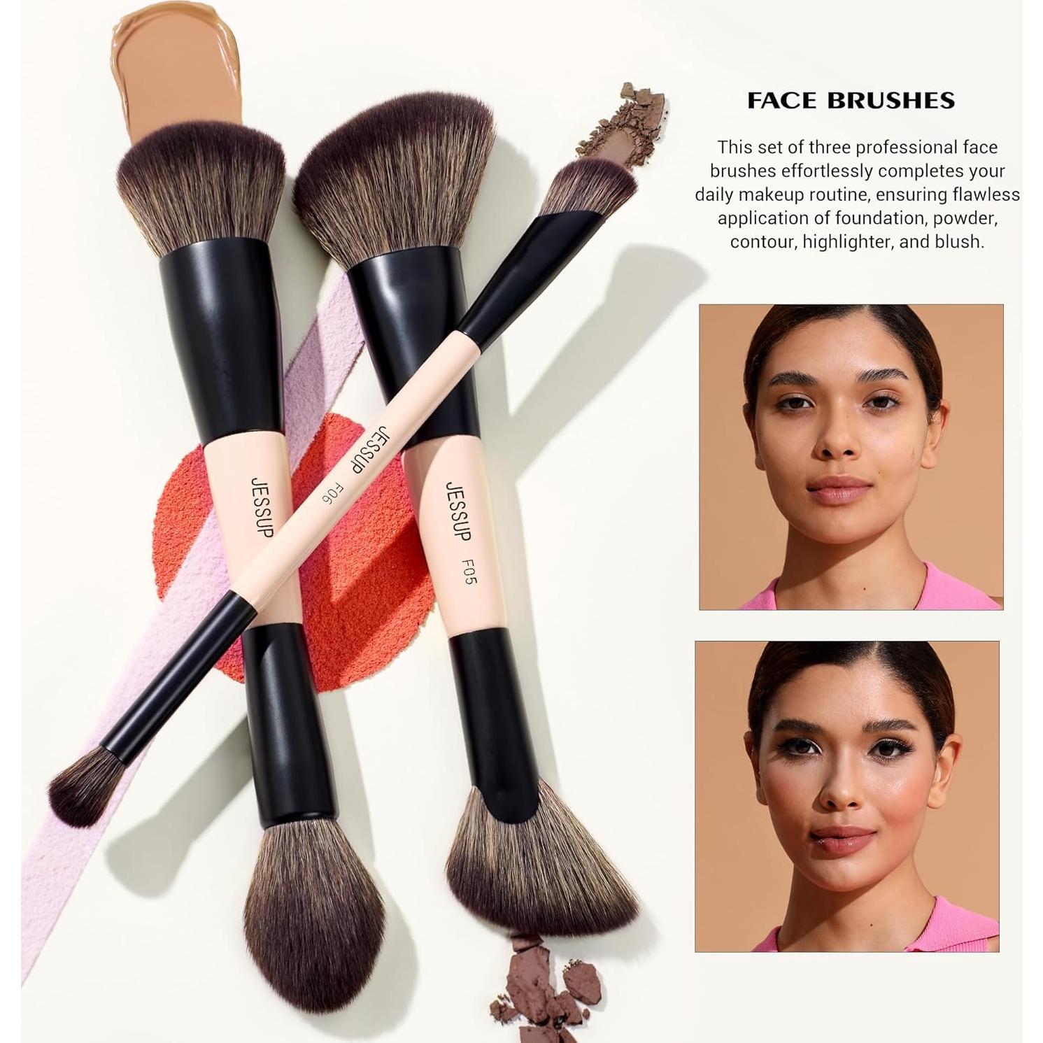 Juego de Brochas de Maquillaje Jessup T600 7 Piezas Doble Cara