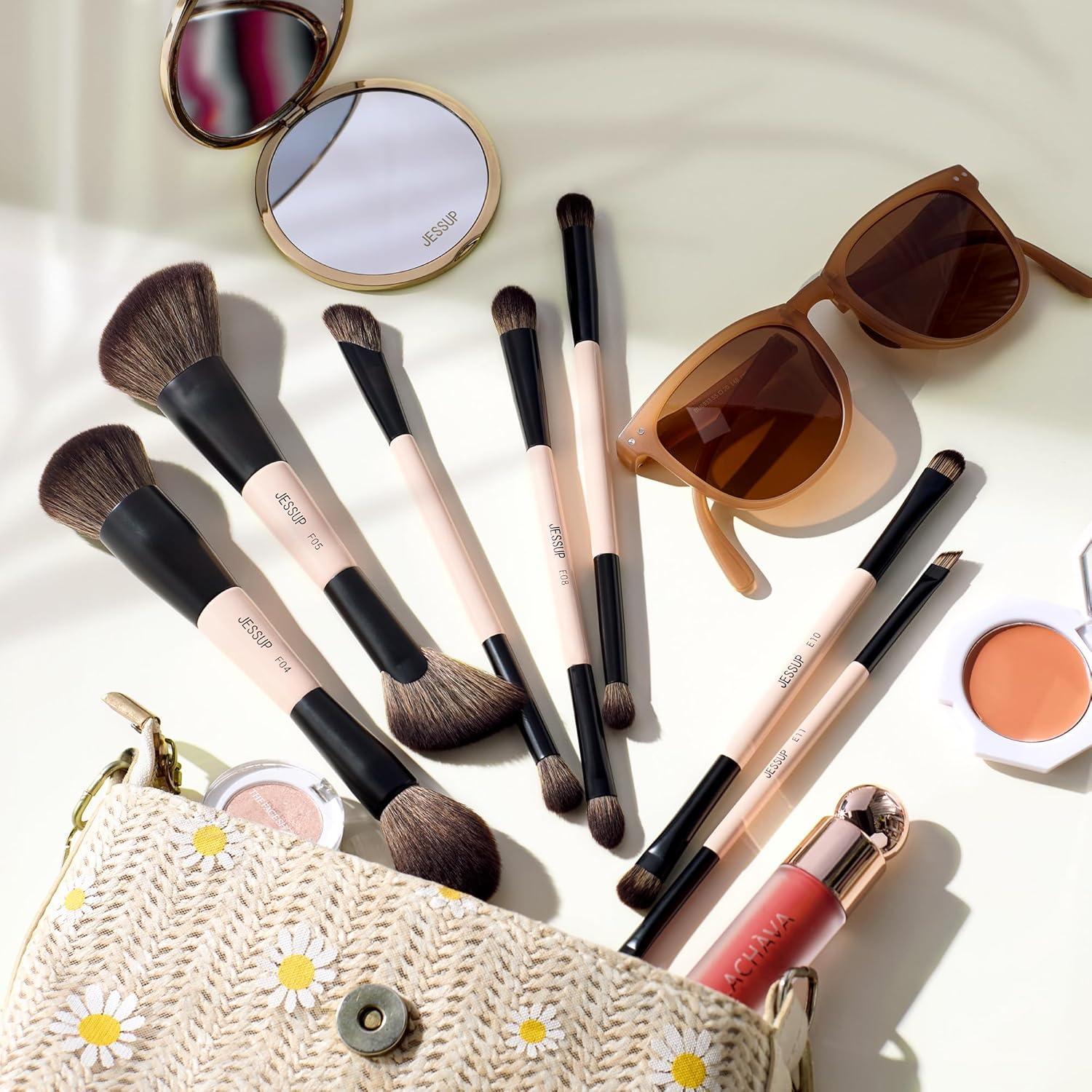 Juego de Brochas de Maquillaje Jessup T600 7 Piezas Doble Cara