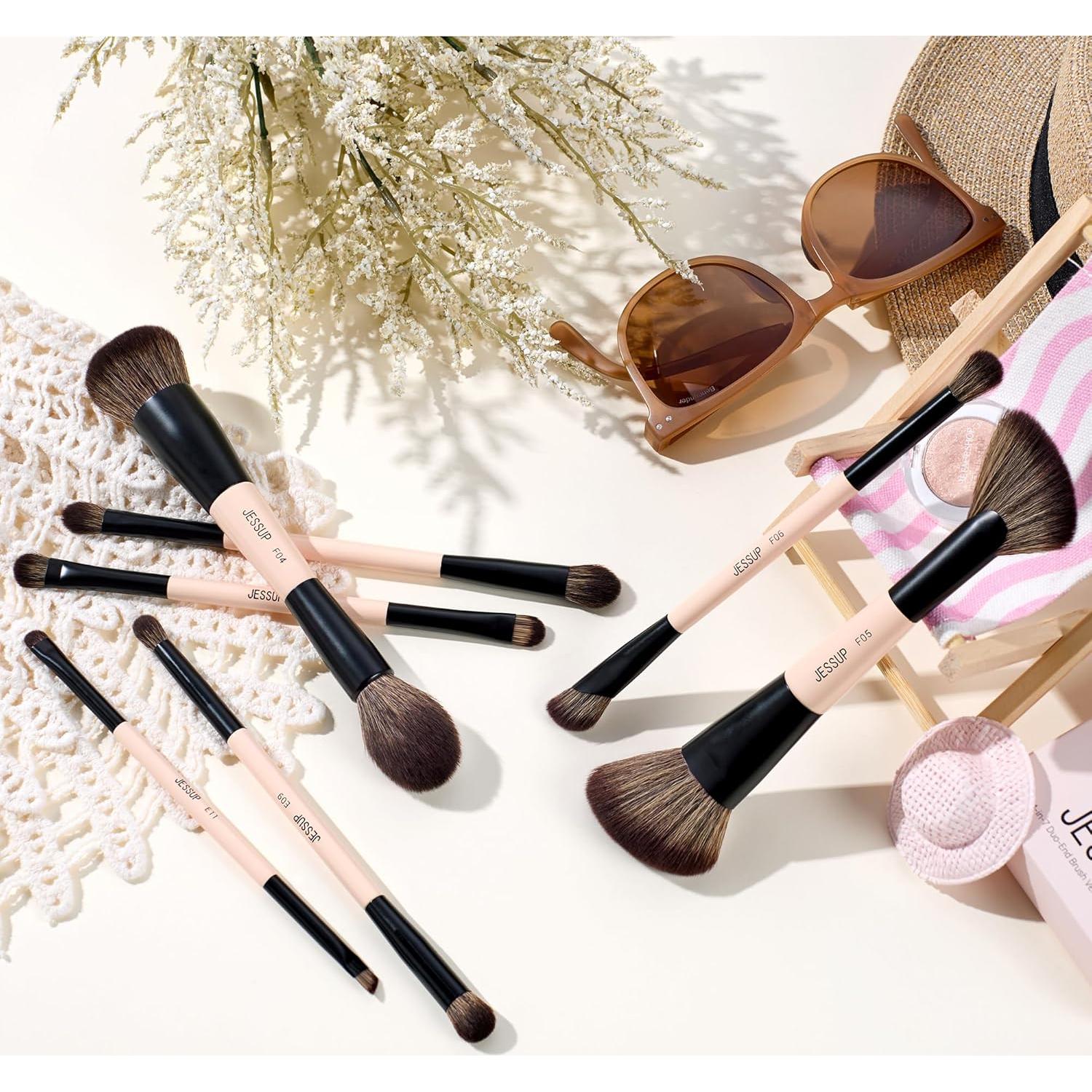 Juego de Brochas de Maquillaje Jessup T600 7 Piezas Doble Cara