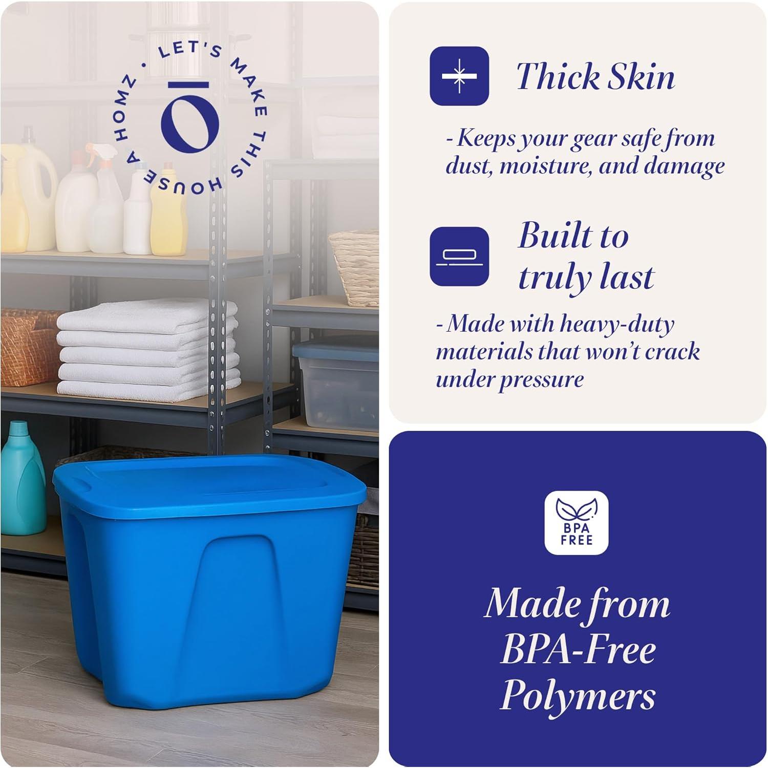 Contenedor de Almacenamiento HOMZ 10 Galones Azul - 4 Paquete