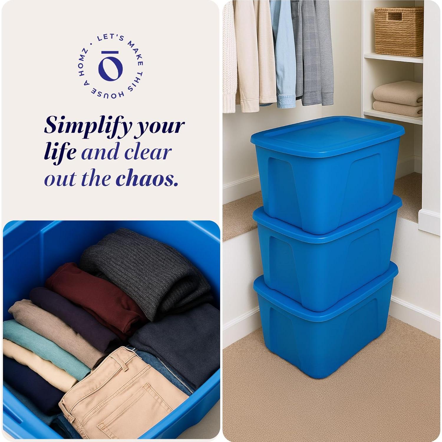 Contenedor de Almacenamiento HOMZ 10 Galones Azul - 4 Paquete