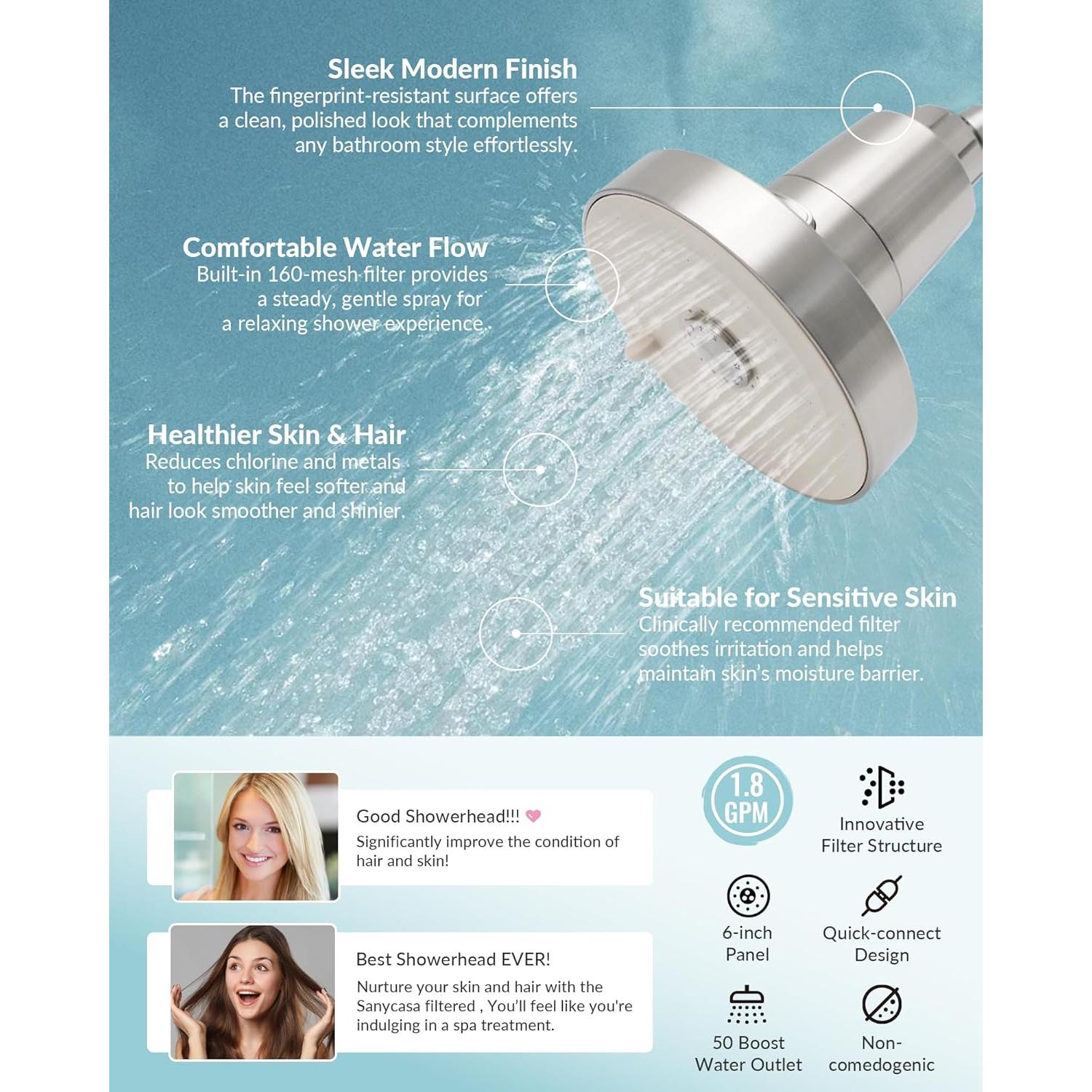 Cabezal de Ducha Filtrado SANYCASA KDF-55 3 Modos 9.5 L/min