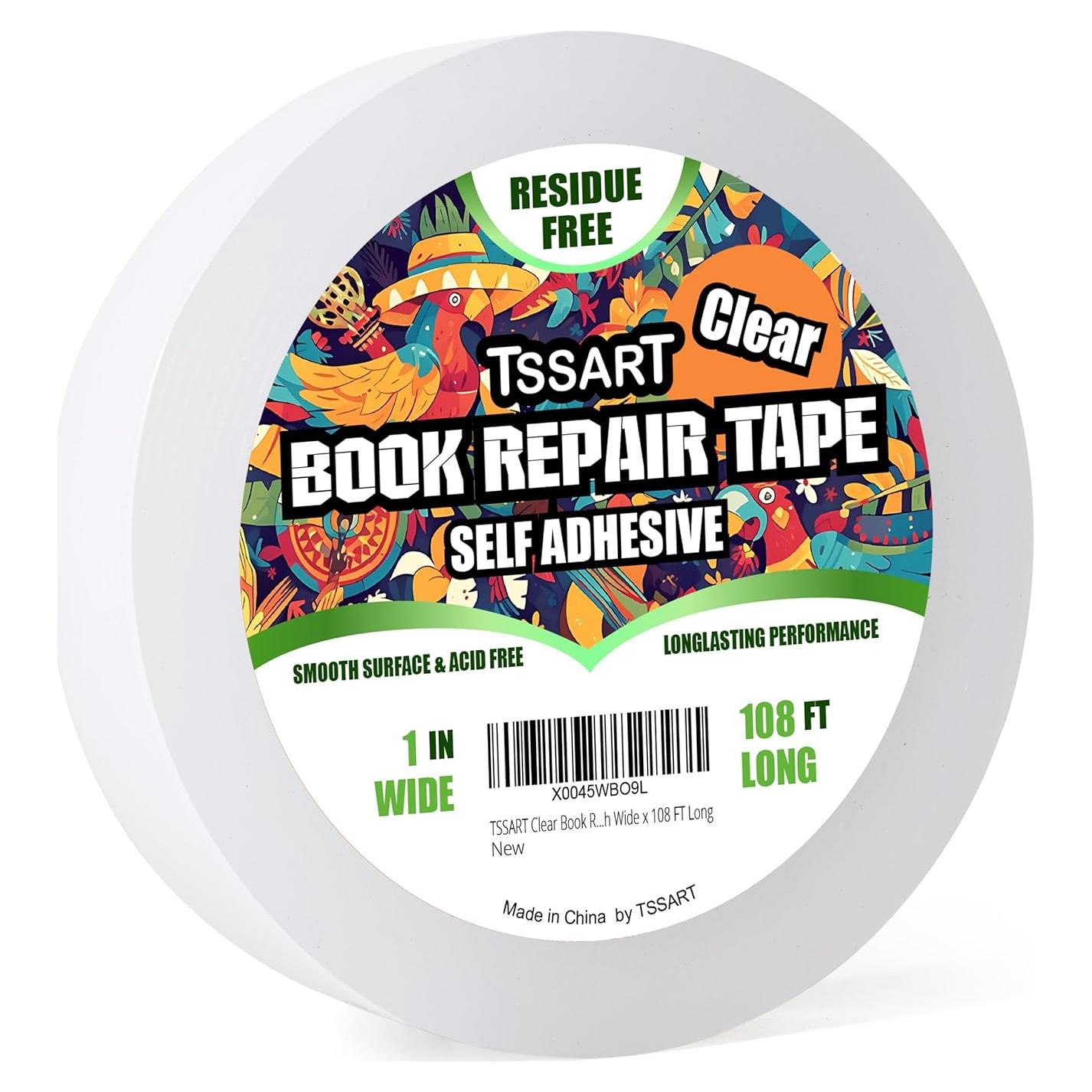 Cinta de Reparación de Libros TSSART 2.54 cm x 32.92 m Transparente