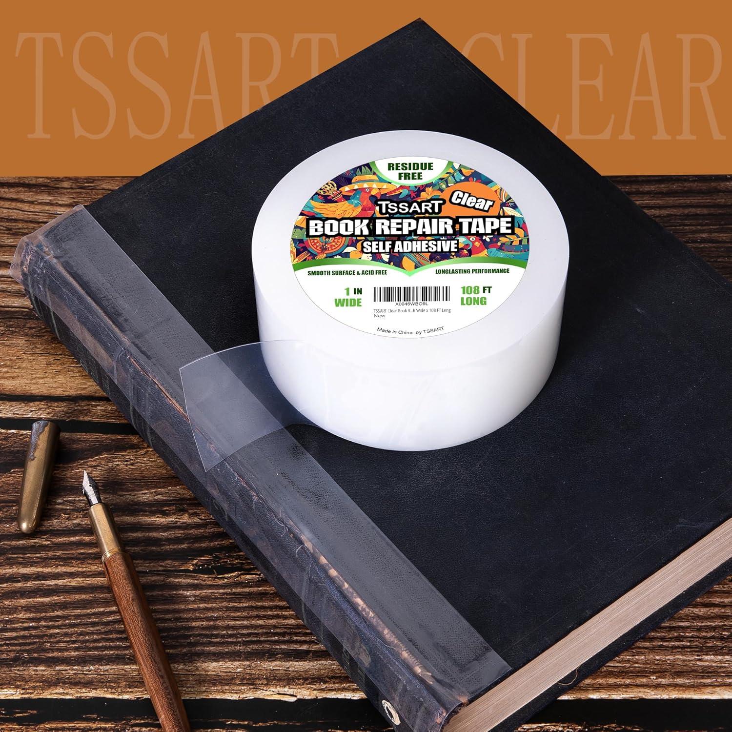 Cinta de Reparación de Libros TSSART 2.54 cm x 32.92 m Transparente