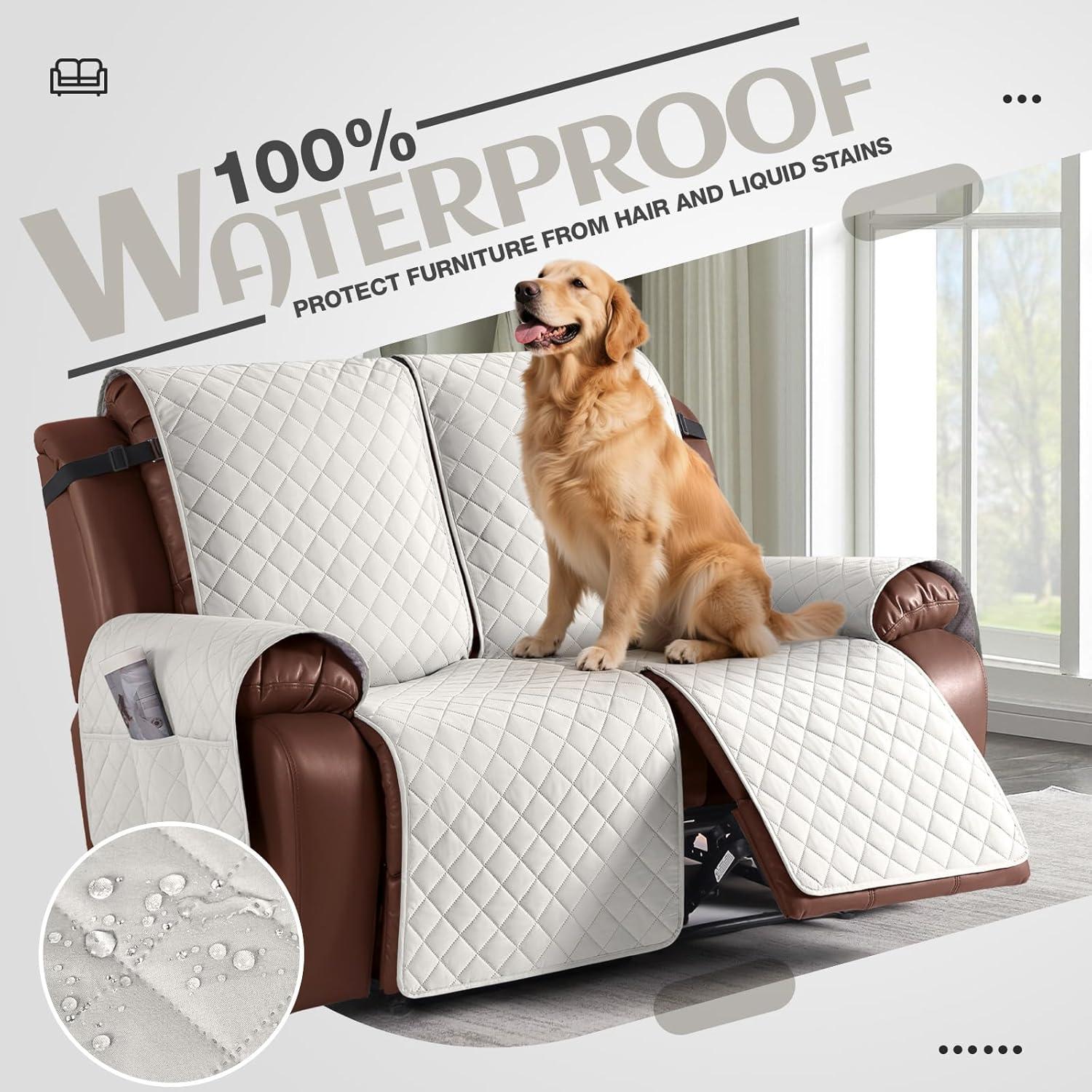 Cubierta Impermeable KinCam para Loveseat Reclinable 2 Asientos Beige