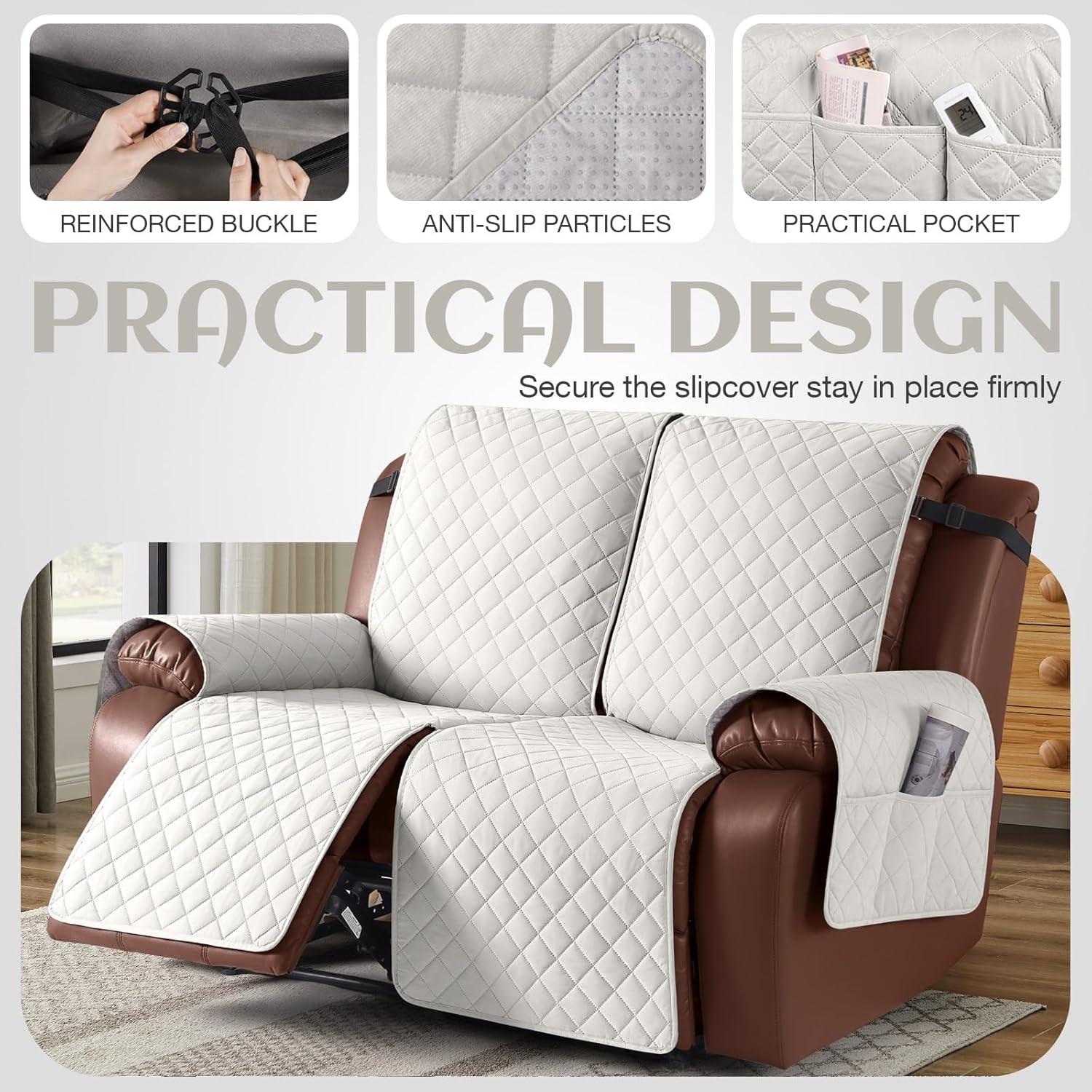 Cubierta Impermeable KinCam para Loveseat Reclinable 2 Asientos Beige