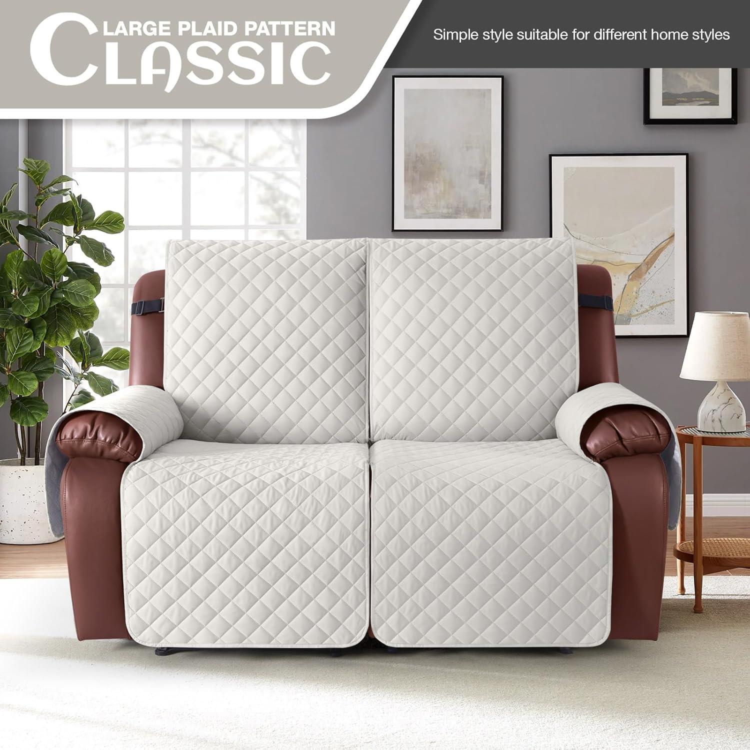 Cubierta Impermeable KinCam para Loveseat Reclinable 2 Asientos Beige