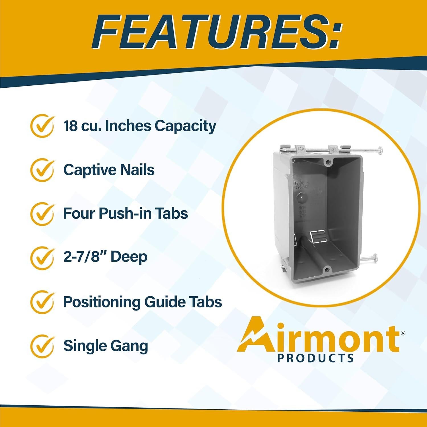 Caja Eléctrica Plástica Airmont 6 Paquete 18 Pulgadas Cúbicas