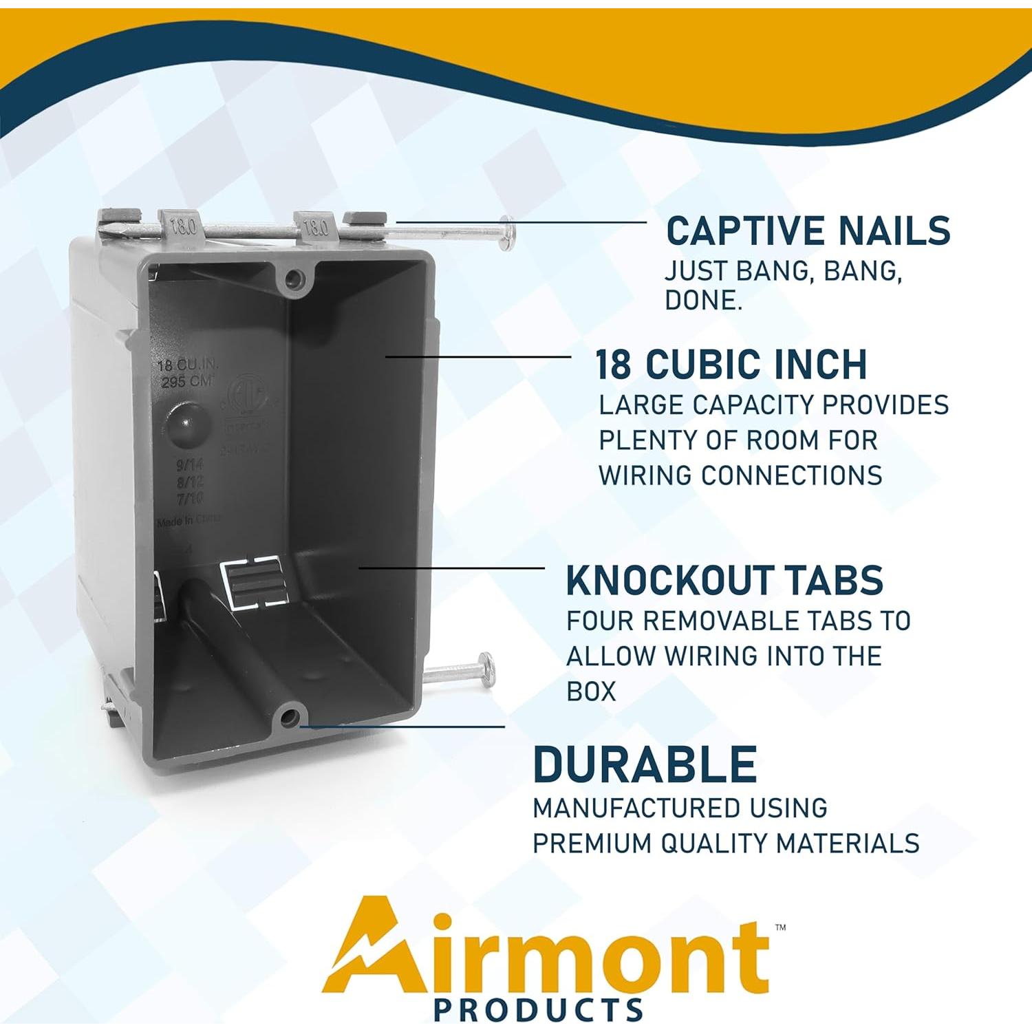 Caja Eléctrica Plástica Airmont 6 Paquete 18 Pulgadas Cúbicas