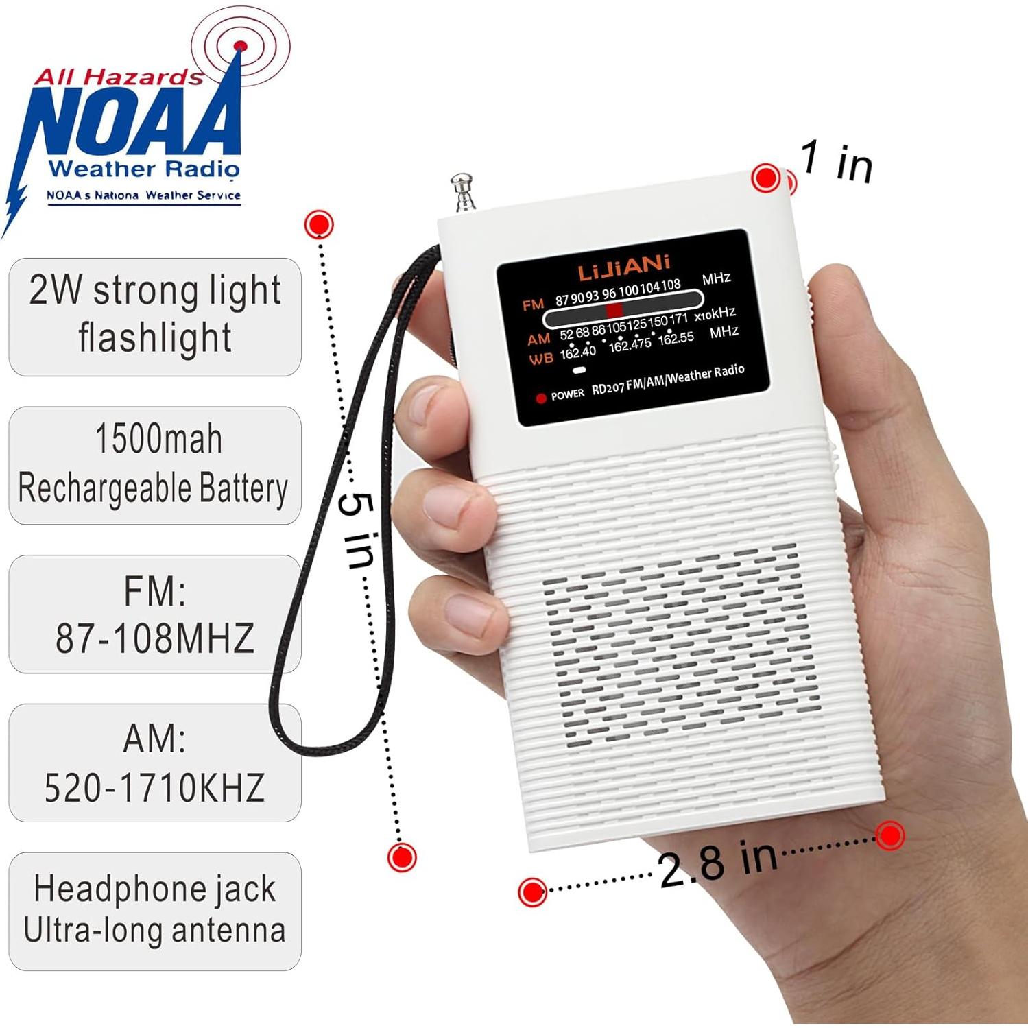 Radio Transistor Portátil AM FM LIJIANI con Linterna 1500mAh