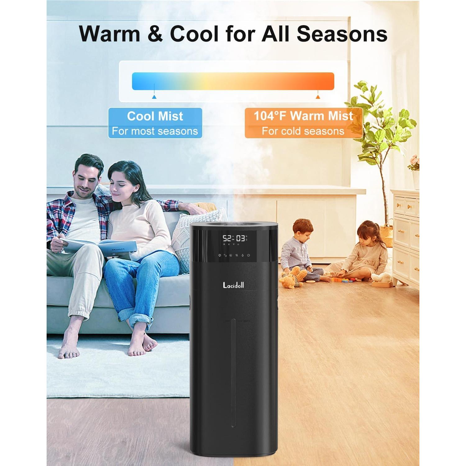 Humidificador Lacidoll 20L Vapor Frío y Caliente Negro