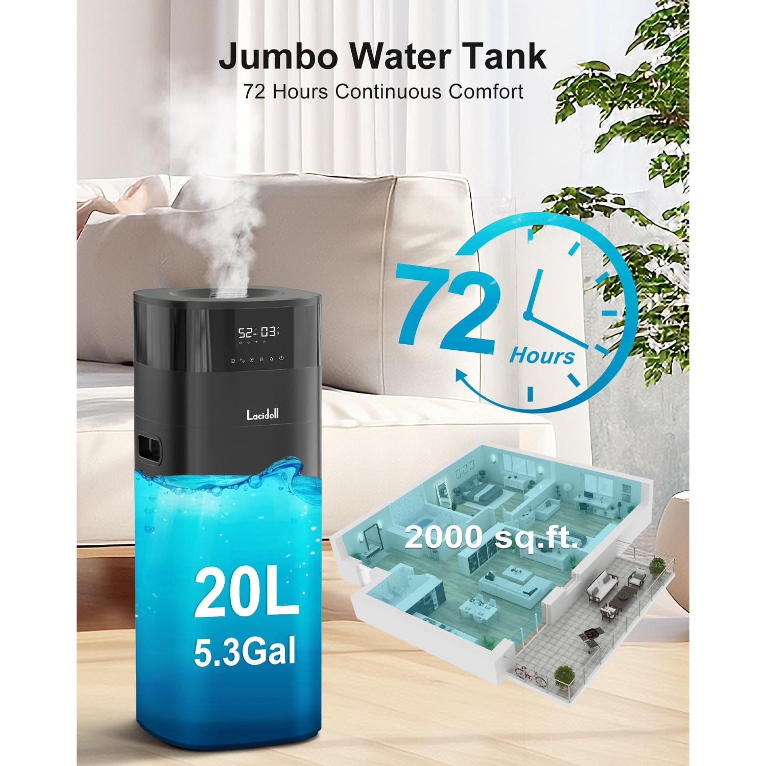 Humidificador Lacidoll 20L Vapor Frío y Caliente Negro