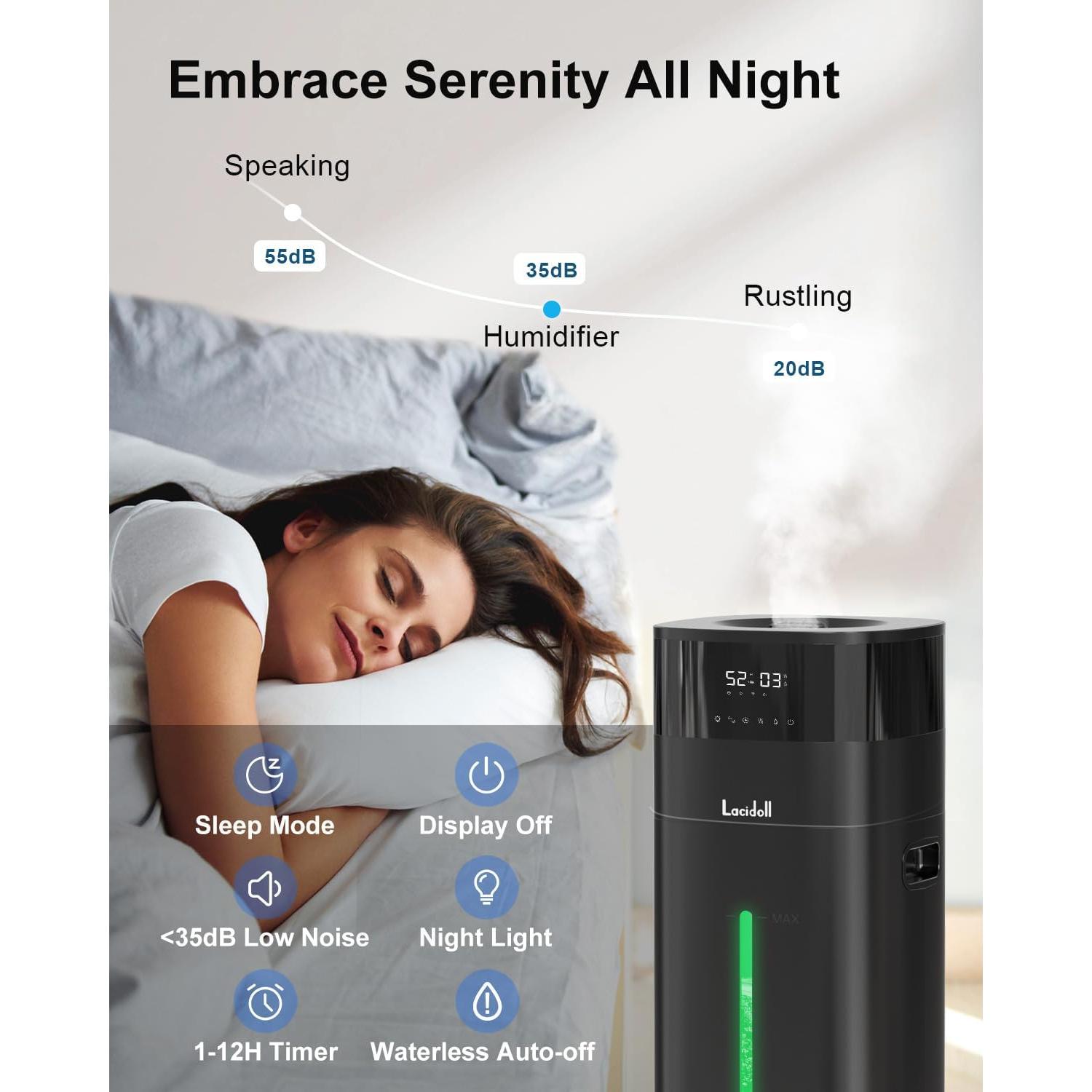 Humidificador Lacidoll 20L Vapor Frío y Caliente Negro