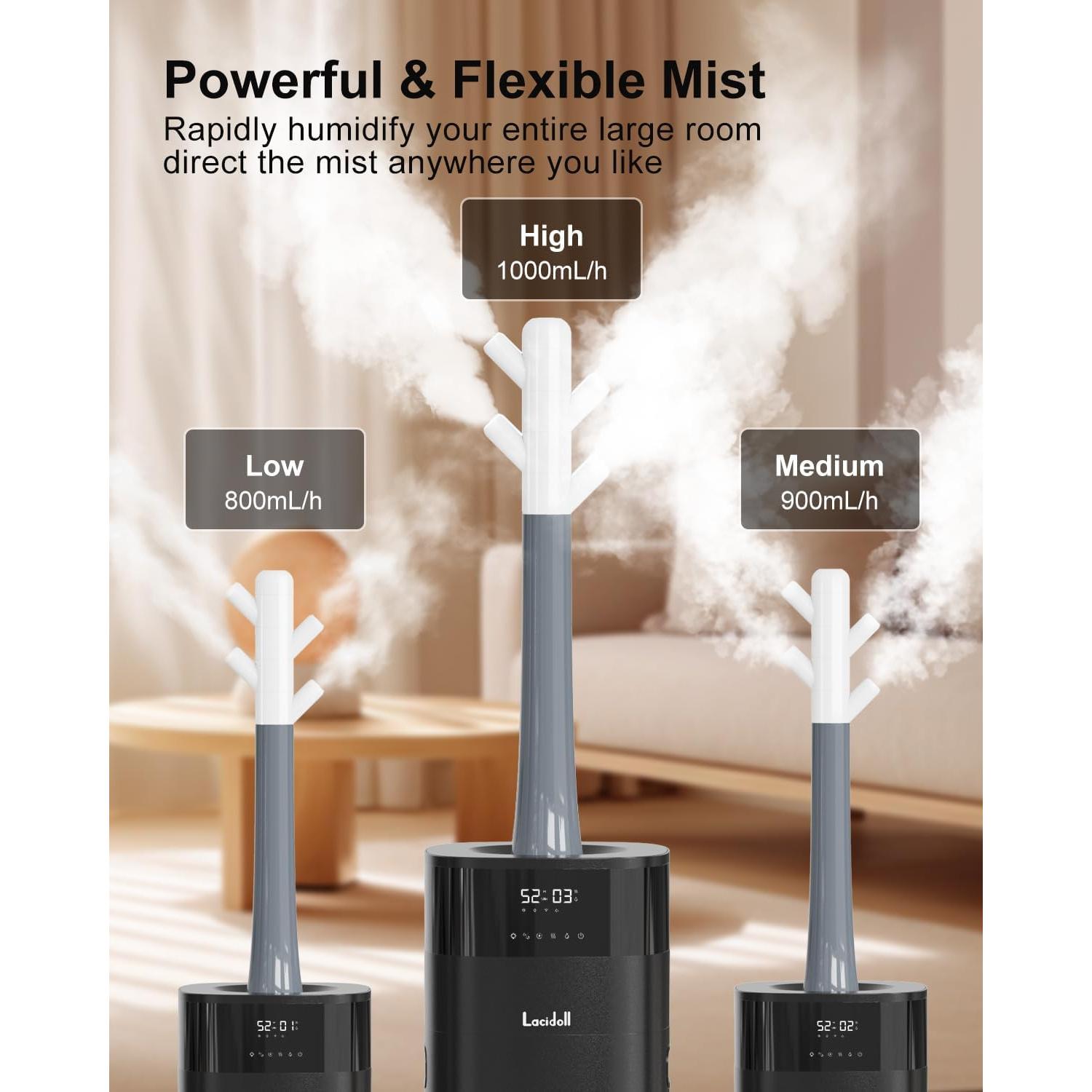 Humidificador Lacidoll 20L Vapor Frío y Caliente Negro