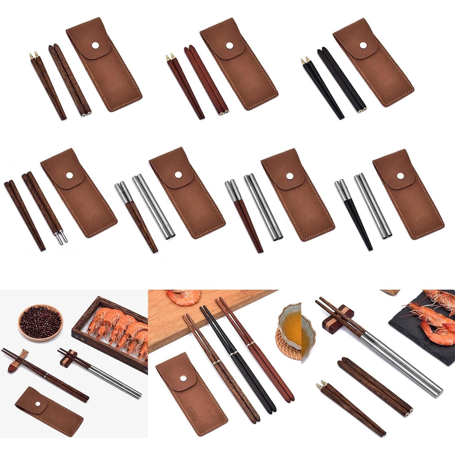 Palillos Plegables de Madera HwdjiSW 20.8cm con Estuche