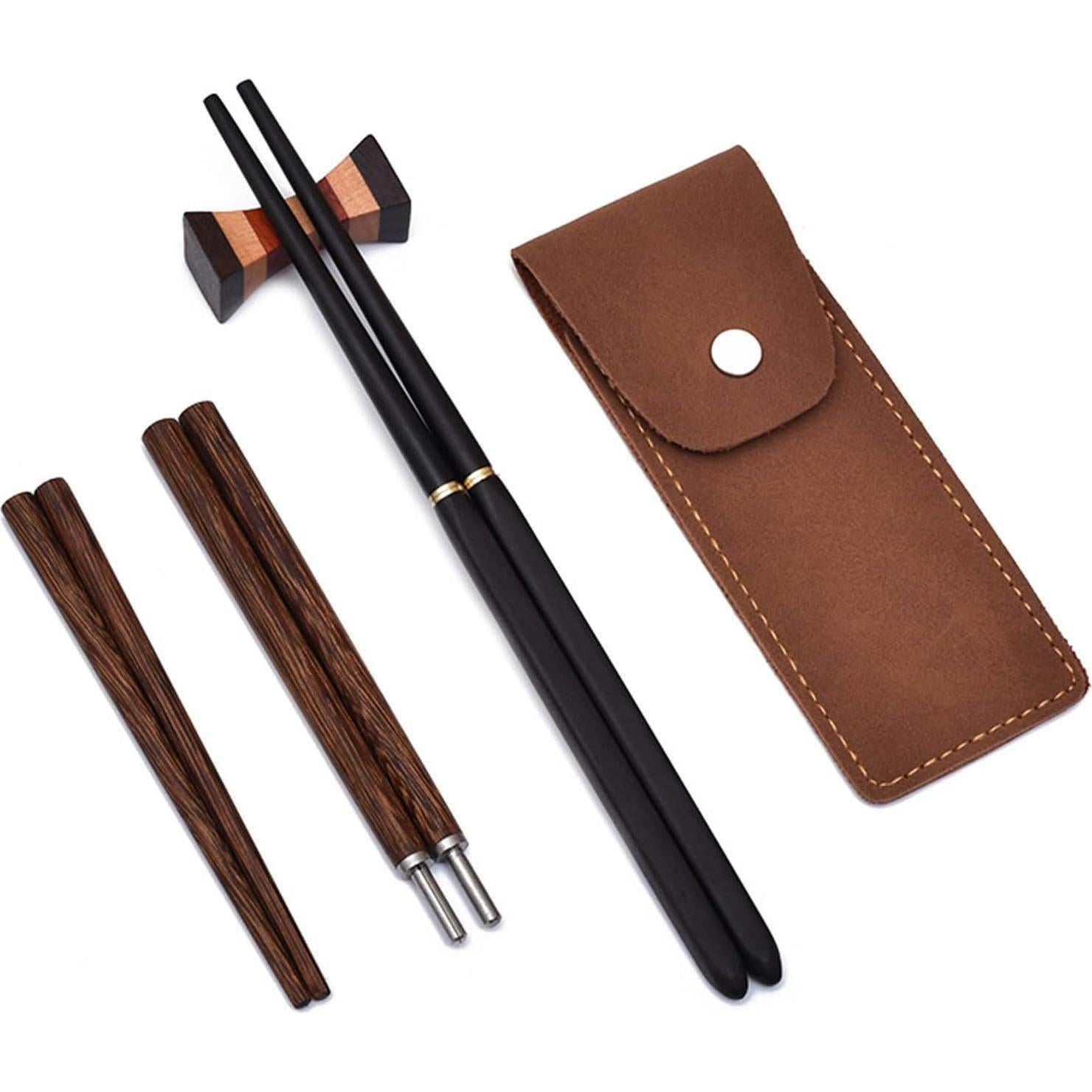 Palillos Plegables de Madera HwdjiSW 20.8cm con Estuche