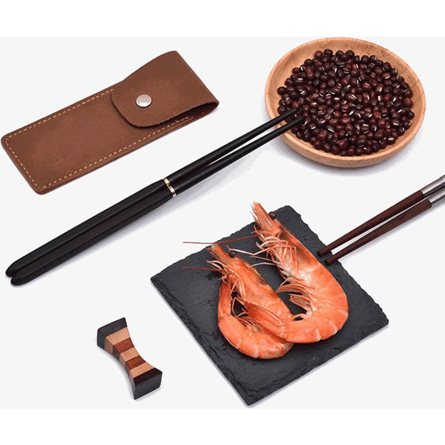 Palillos Plegables de Madera HwdjiSW 20.8cm con Estuche