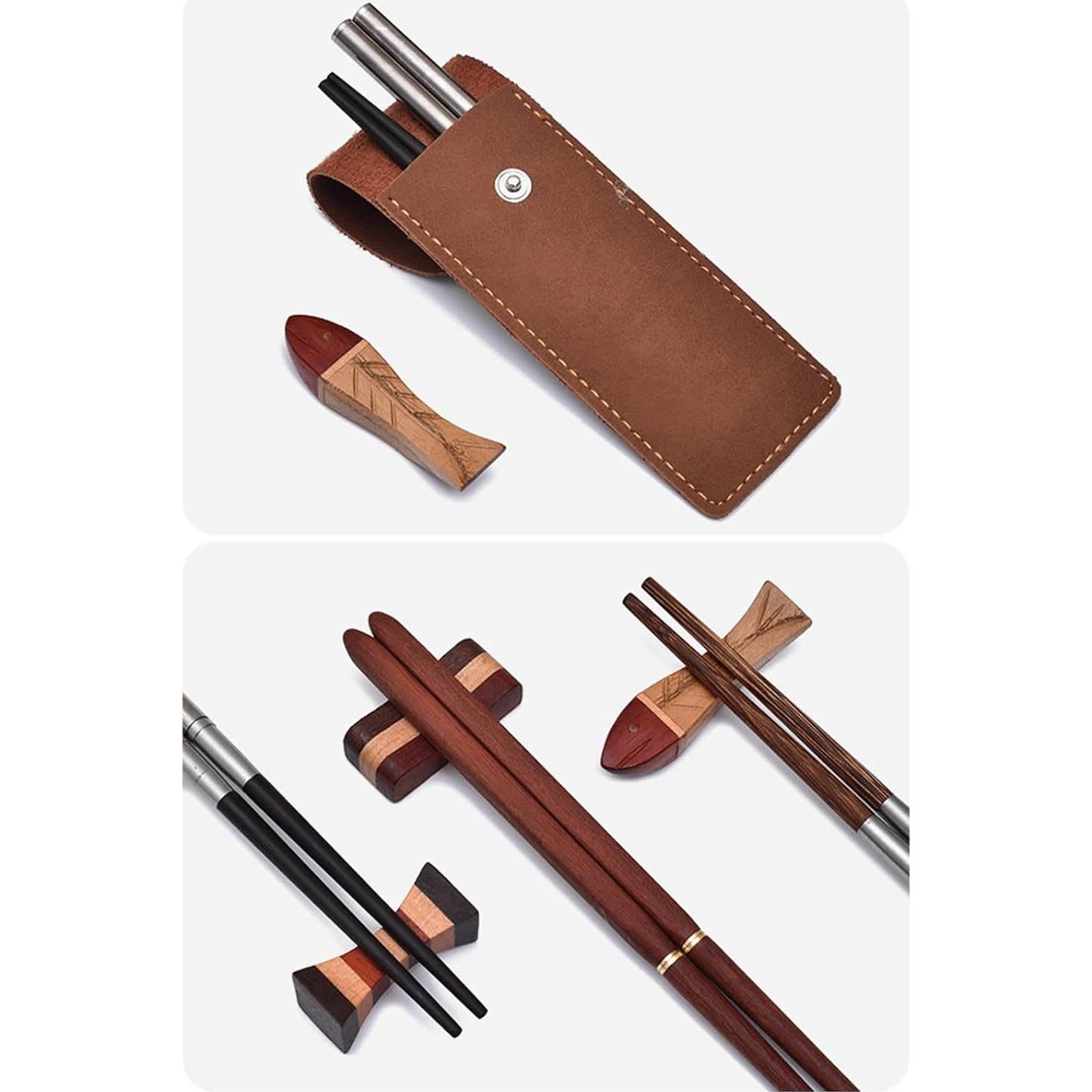 Palillos Plegables de Madera HwdjiSW 20.8cm con Estuche