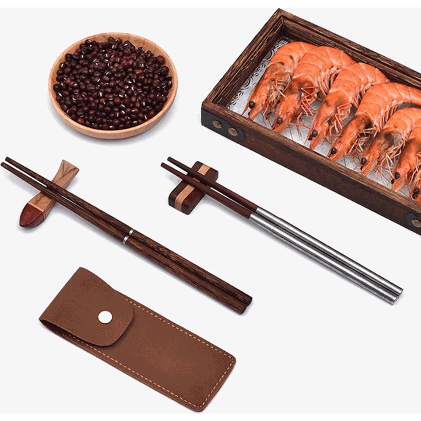 Palillos Plegables de Madera HwdjiSW 20.8cm con Estuche