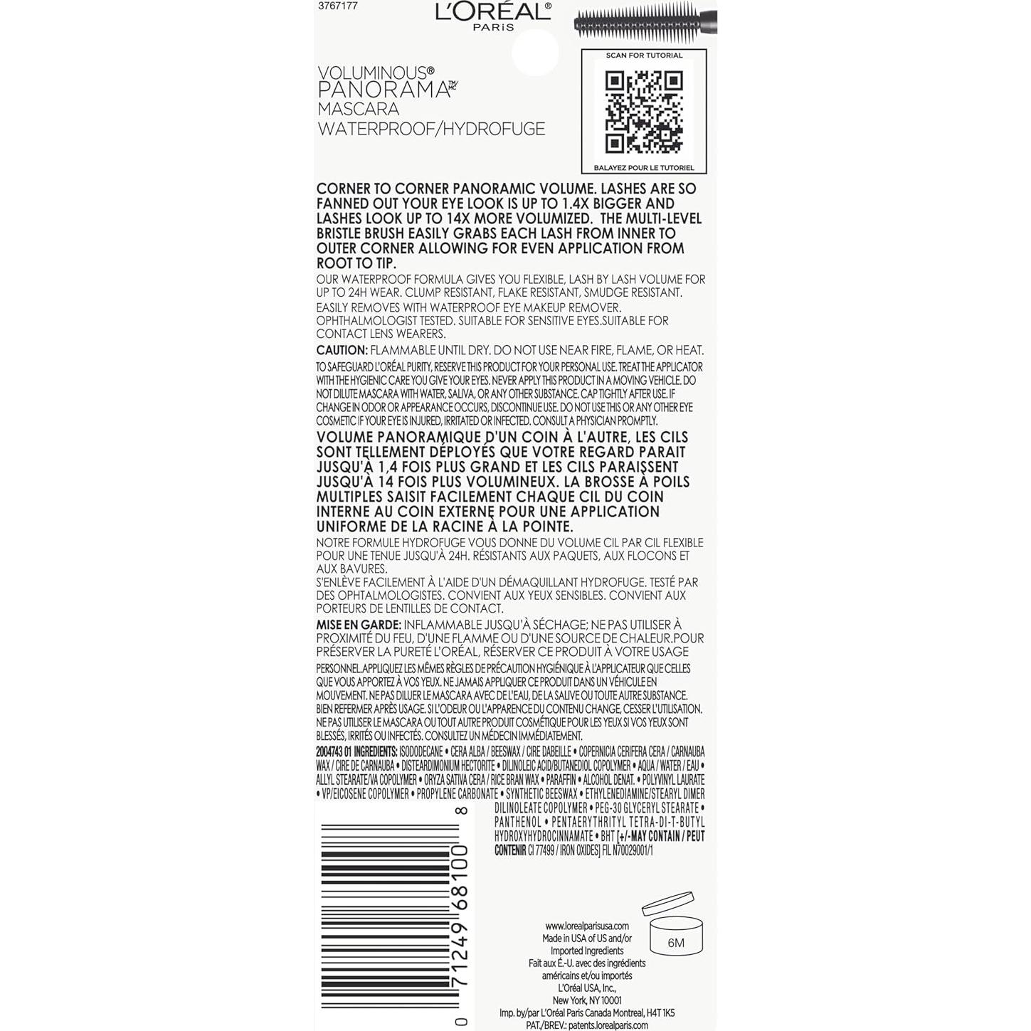 Máscara Voluminosa L'Oreal Paris Panorama 9.25 ml Negro