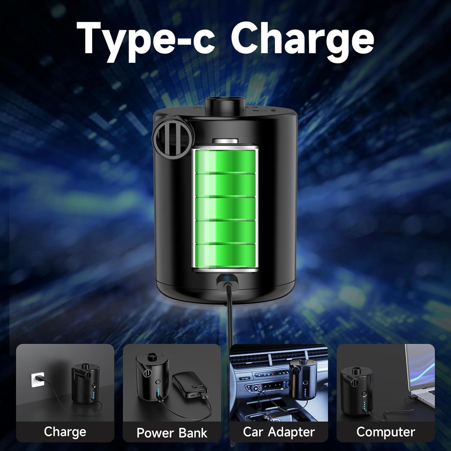 Bomba de aire eléctrica TECHSHARE LQ-168, 4000mAh, 0.29kg