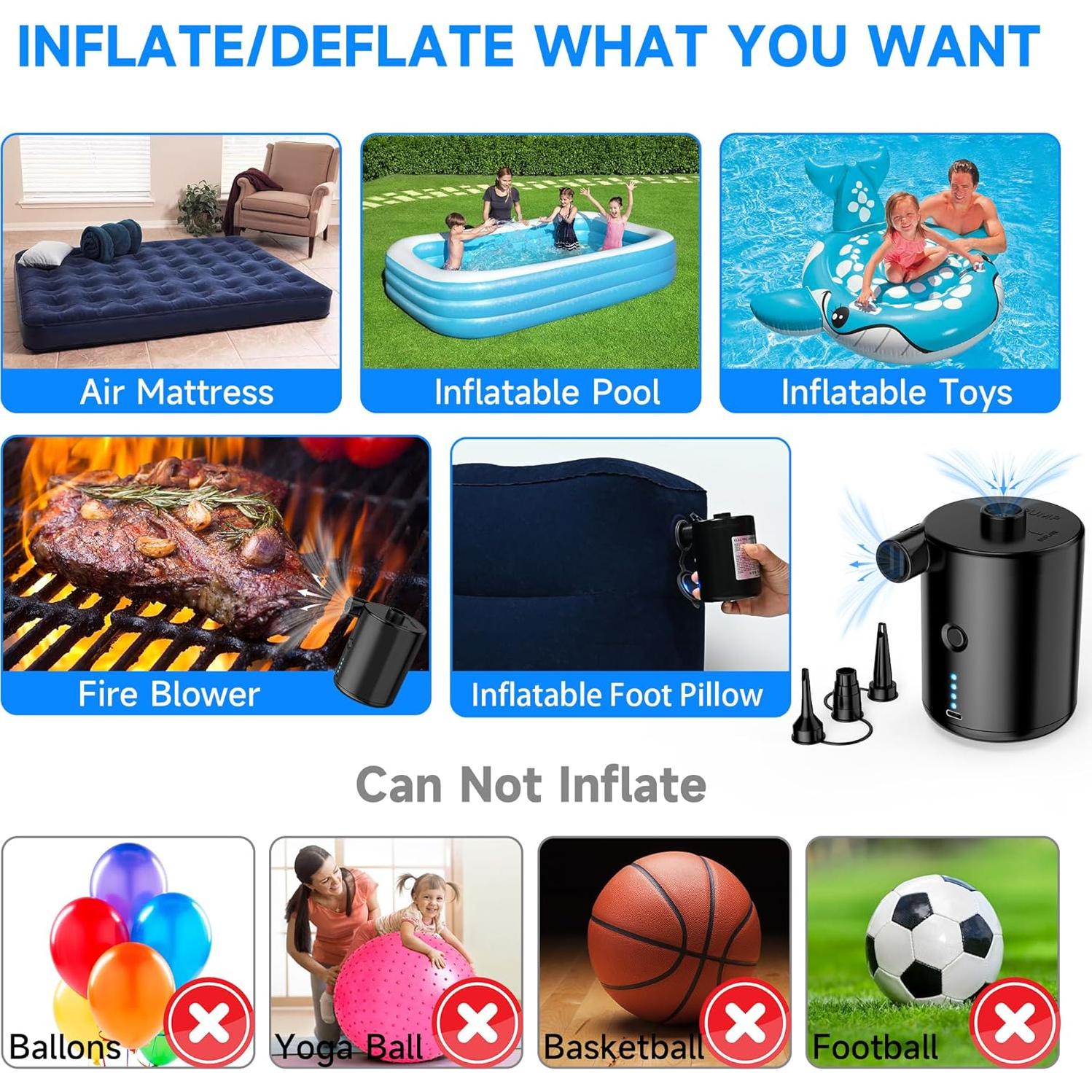 Bomba de aire eléctrica TECHSHARE LQ-168, 4000mAh, 0.29kg