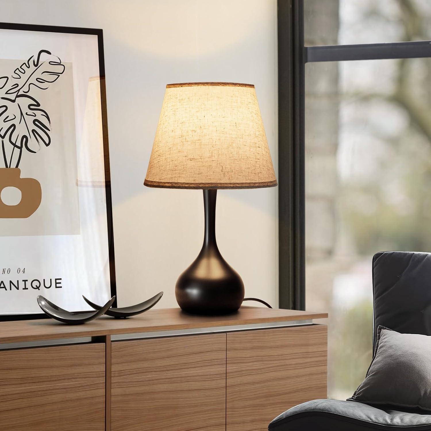 Lámpara de Mesa Táctil ONEWISH Regulable 3 Niveles Beige